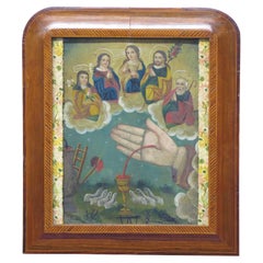 Antique "La Mano Poderosa de Dios" aka "The Powerful Hand of God” Retablo