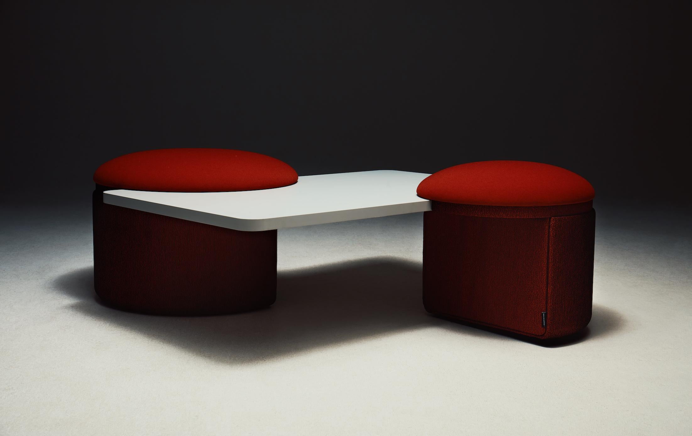 Contemporary Customizable La Manufacture-Paris Amazone Table & Poufs Designed by Atelier Oï For Sale