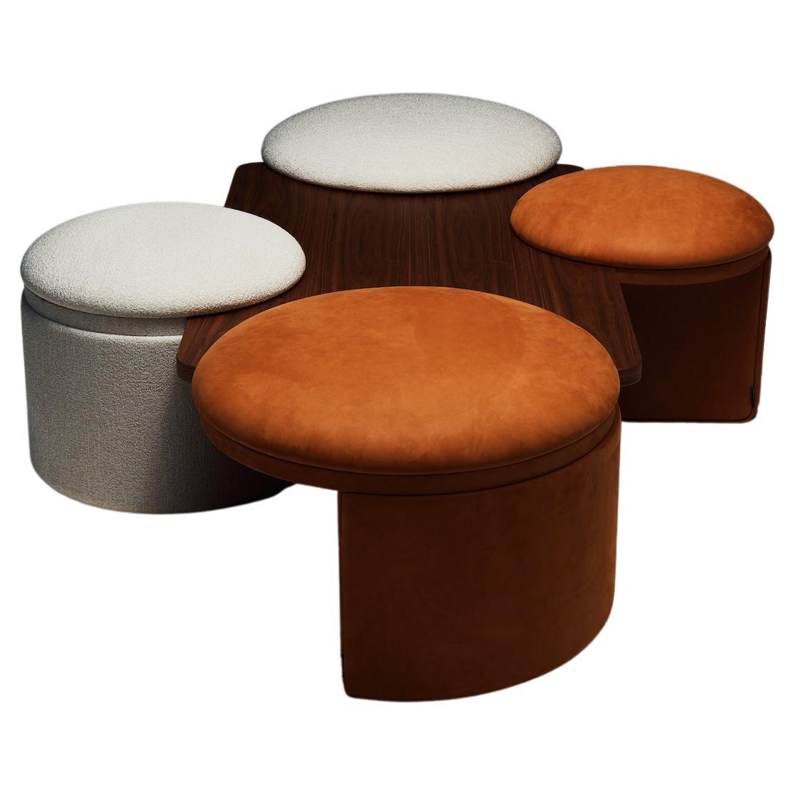 La Manufacture-Paris Amazone Table with Poufs Designed by Atelier Oï