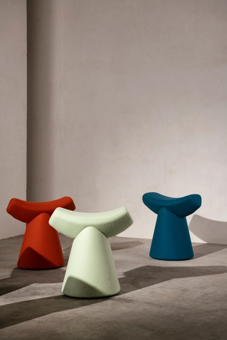 Textile La Manufacture-Paris Gardian Stool with handle Designed by Patrick Norguet For Sale