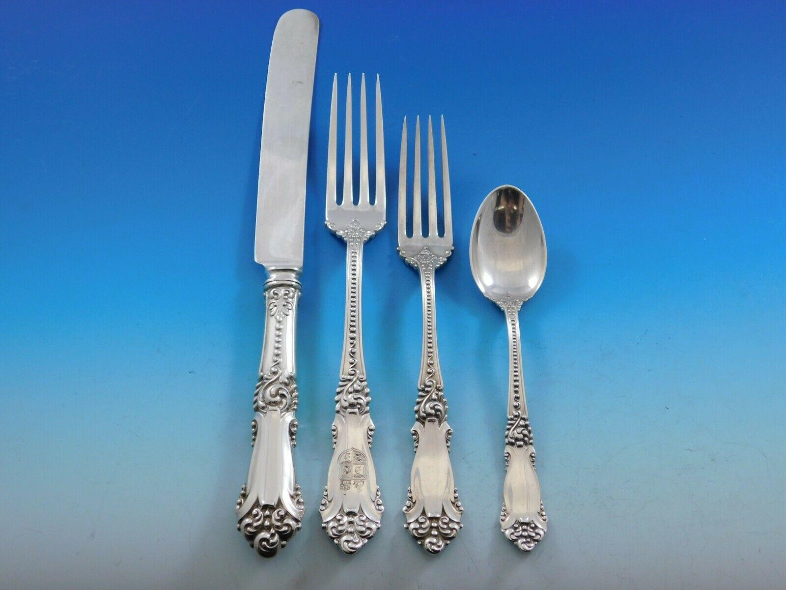 La Marquise by Reed & Barton Sterling Silver Flatware Set Service 66 Pcs Dinner In Excellent Condition For Sale In Big Bend, WI