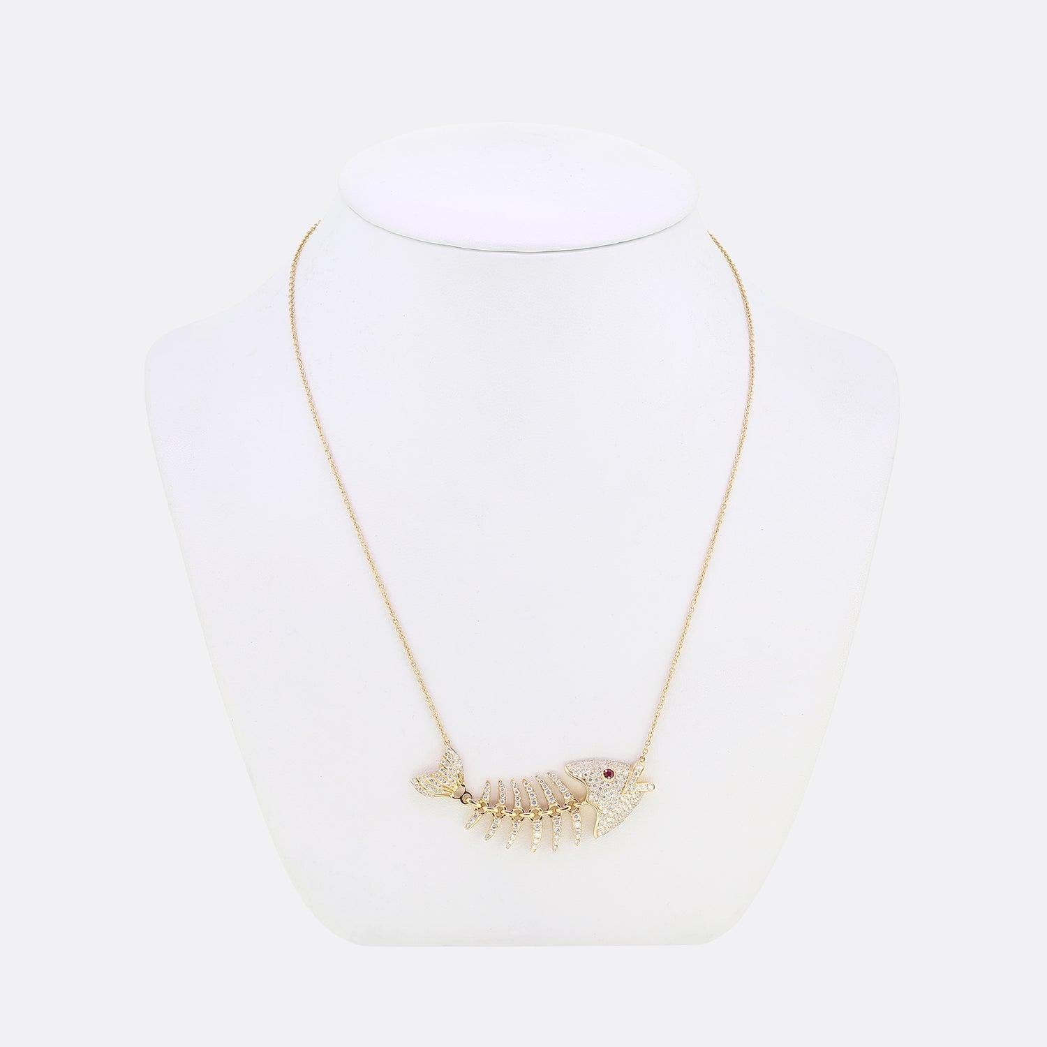 La Marquesa Collar Colgante Pez Rubí y Diamantes Corte brillante en venta