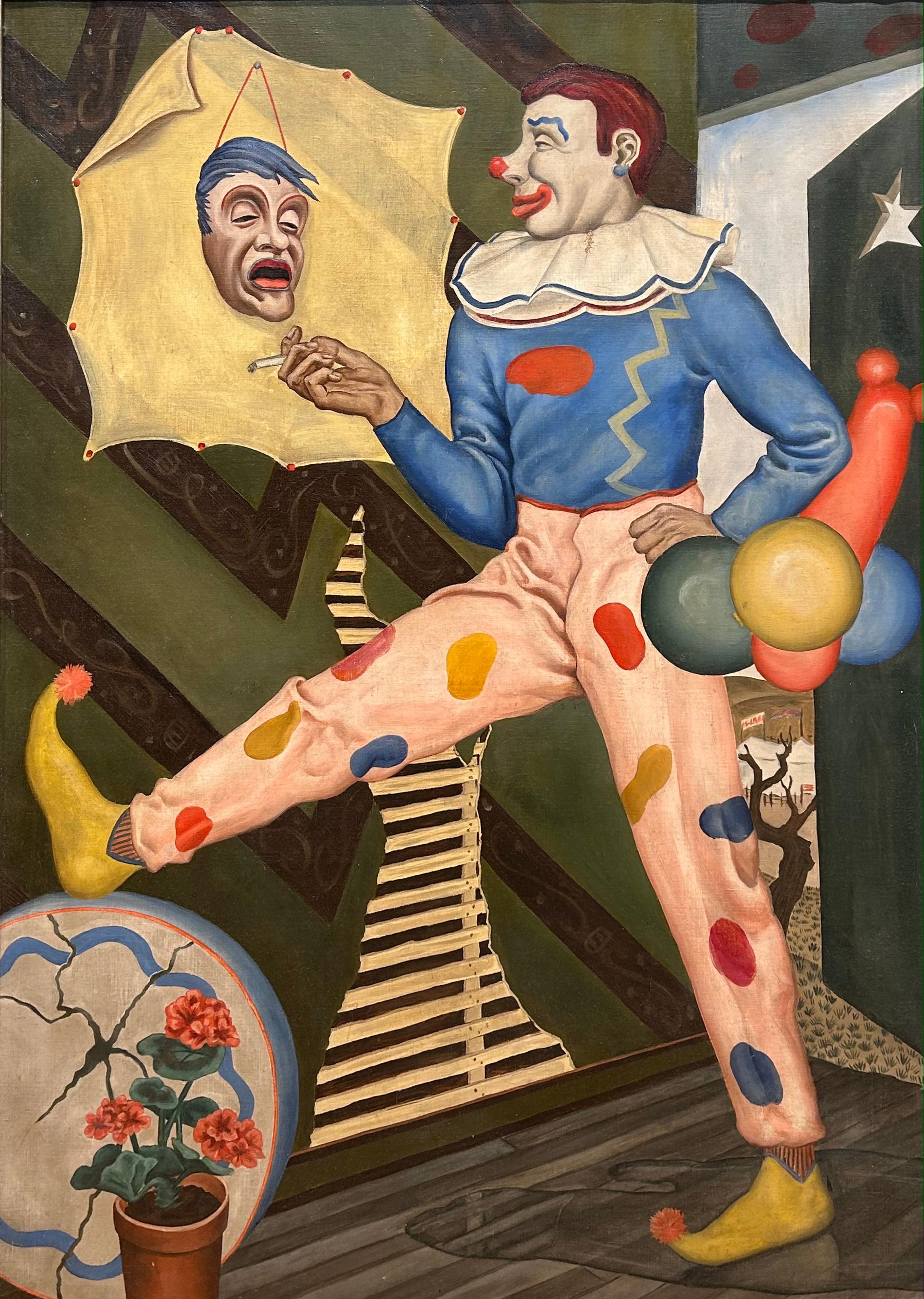 Ölgemälde eines Clowns – Painting von L.A. McMillen
