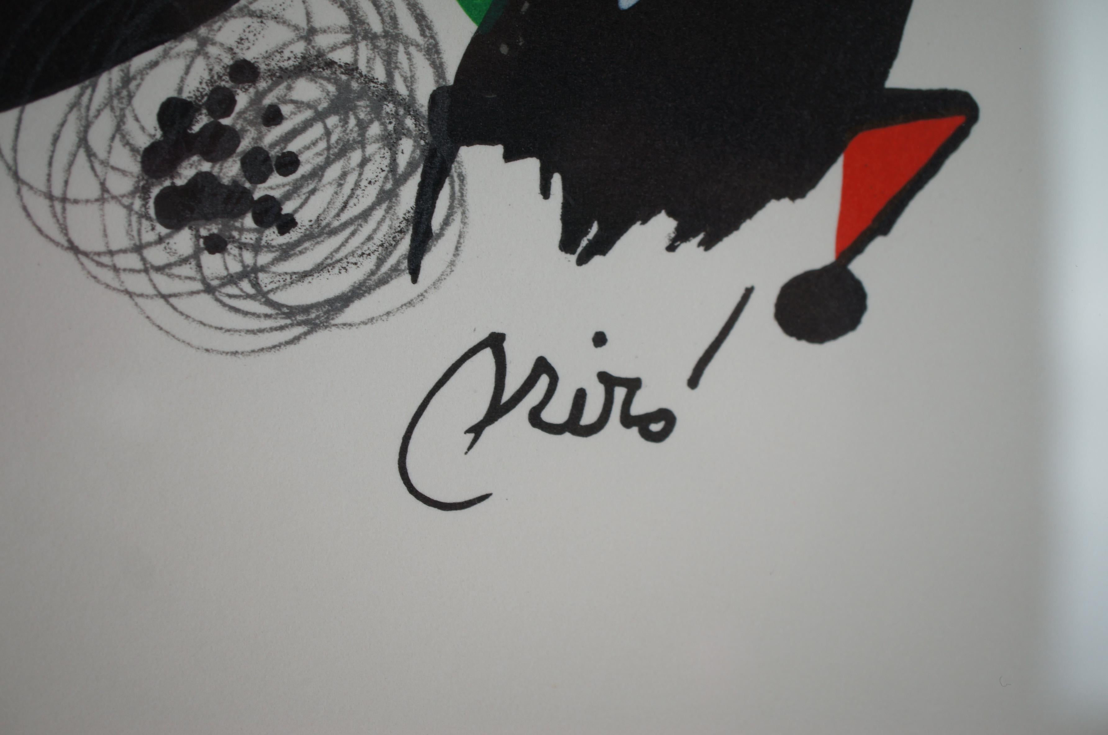 14 Joan Miro 1980 La Melodie Acide Suite Original Lithographie Satz gerahmt COA 4