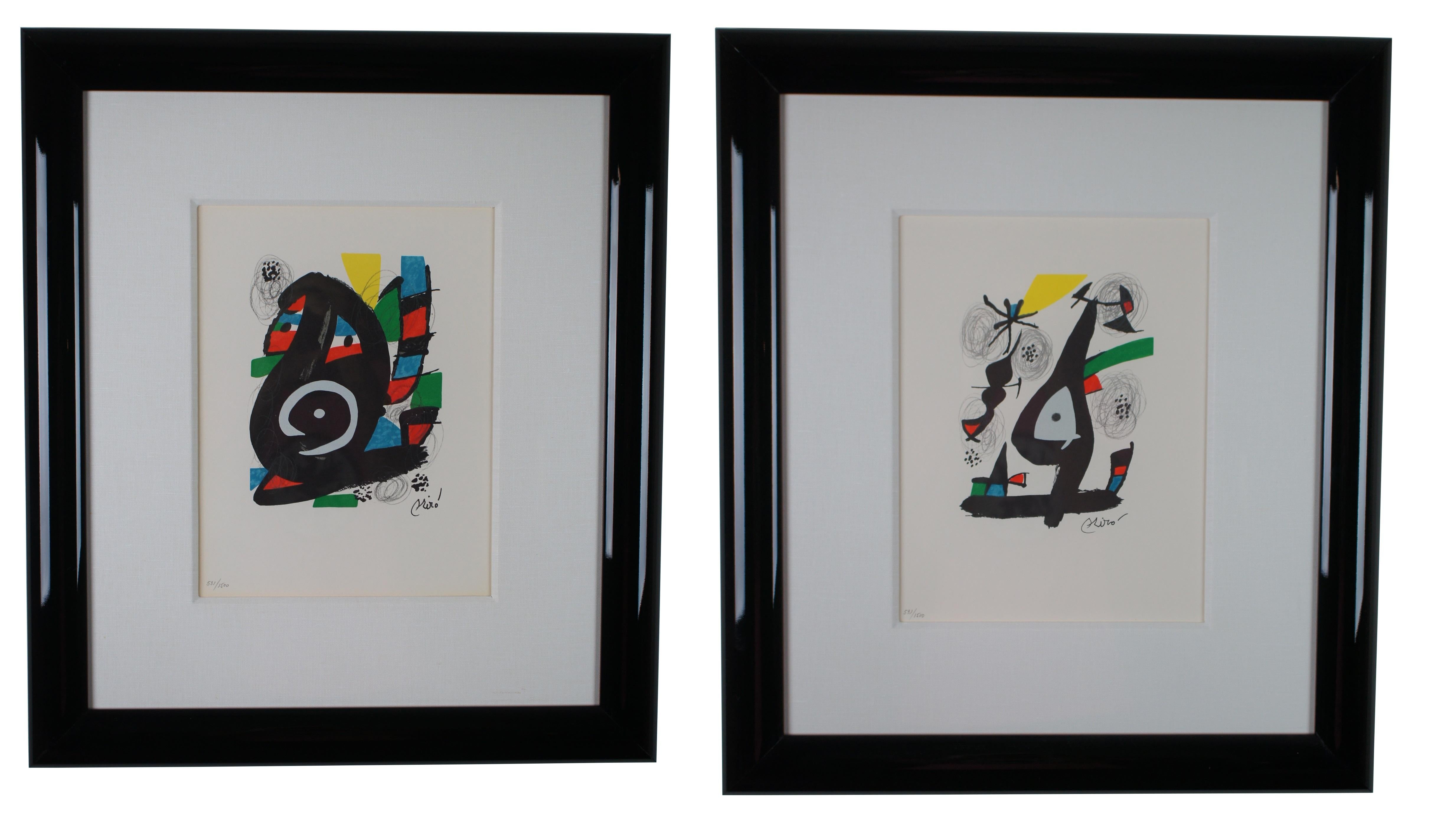 Suite La Melodie Acide de Joan Miro (Certificat d'évaluation inclus)

Suite originale de 14 lithographies en excellent état, encadrées professionnellement en noir brillant avec un passe-partout tissé.

Lithographies originales de Miro, en couleurs,