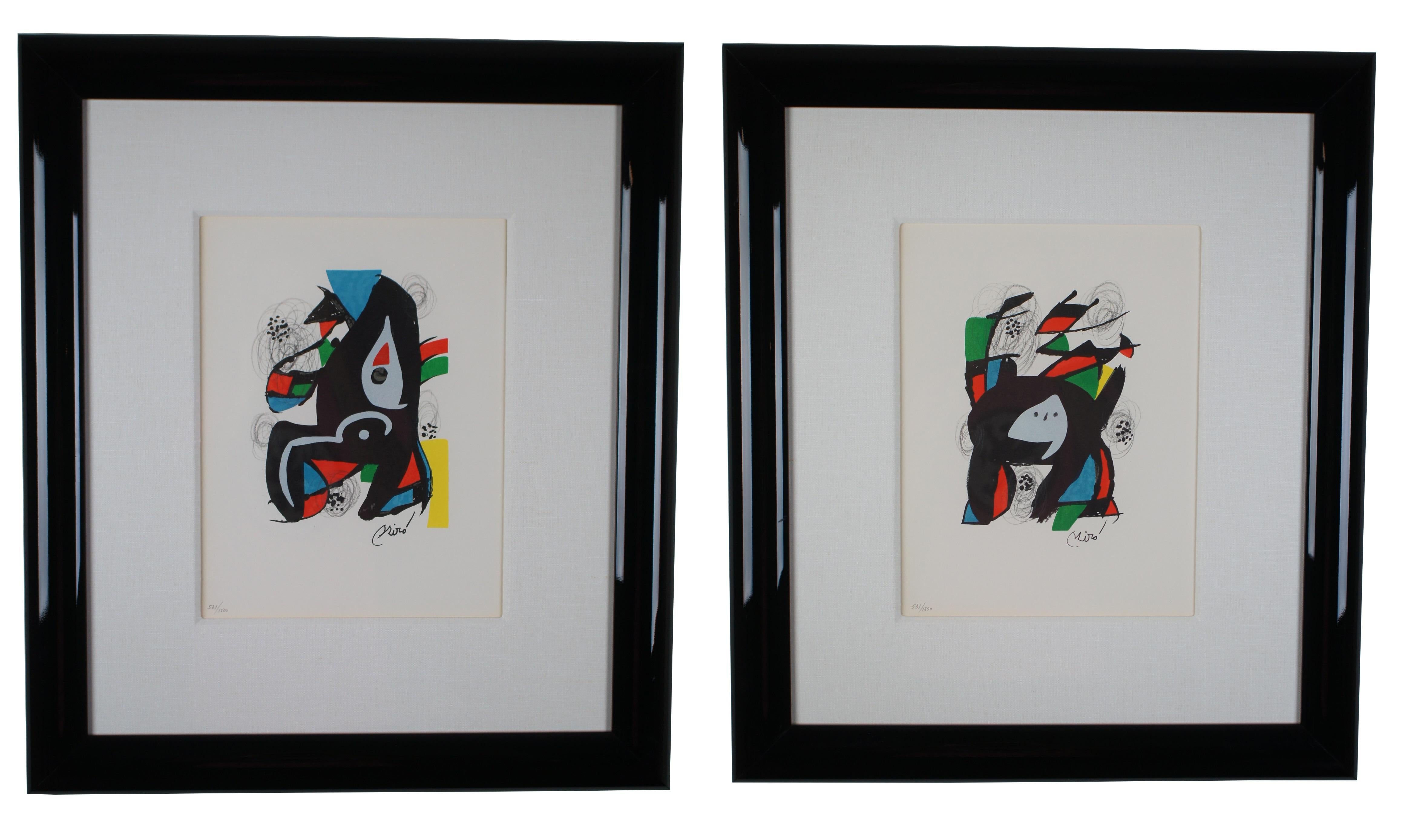 Modern 14 Joan Miro 1980 La Melodie Acide Suite Original Lithograph Set Framed COA For Sale