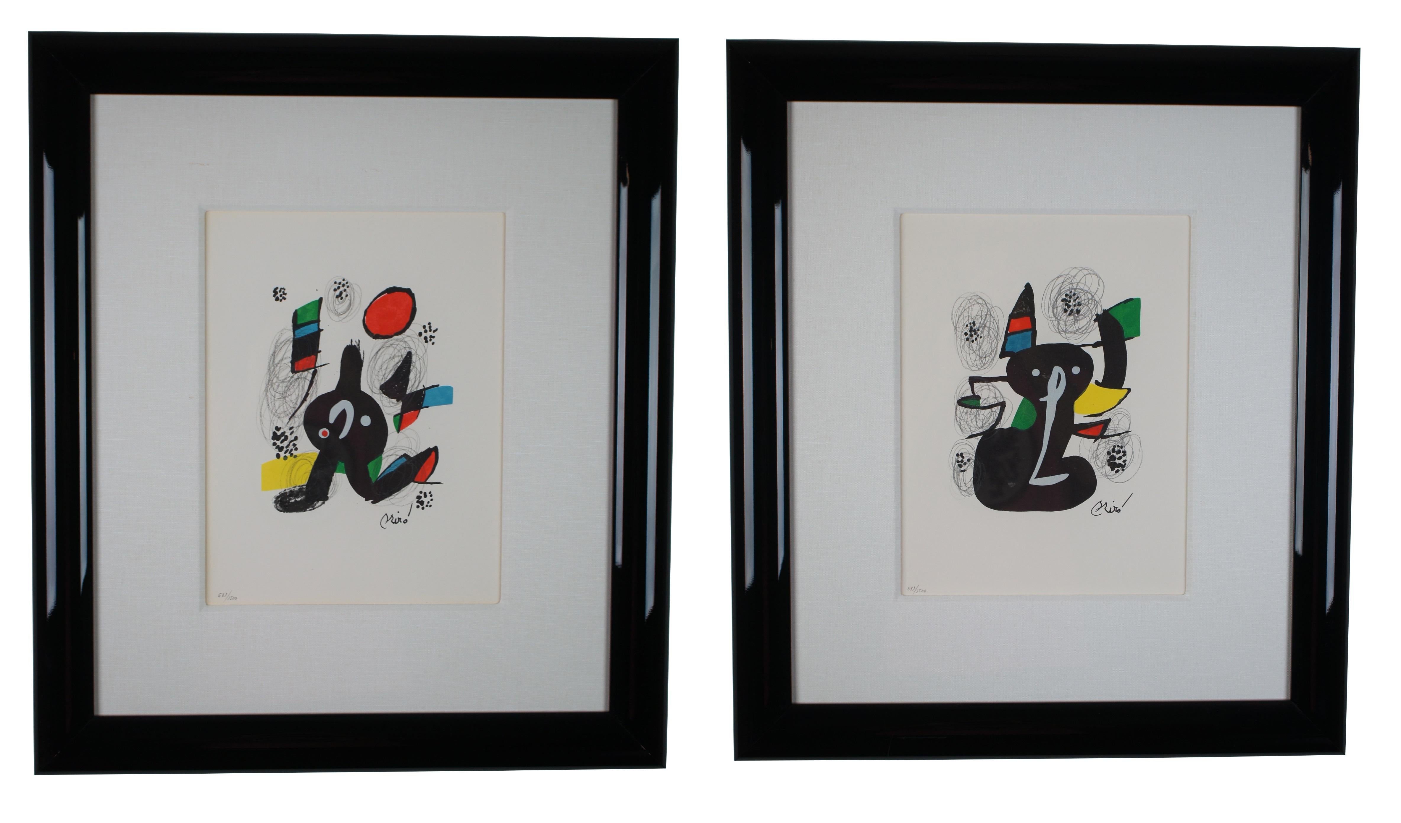 14 Joan Miro 1980 La Melodie Acide Suite Original Lithograph Set Framed COA In Good Condition For Sale In Dayton, OH