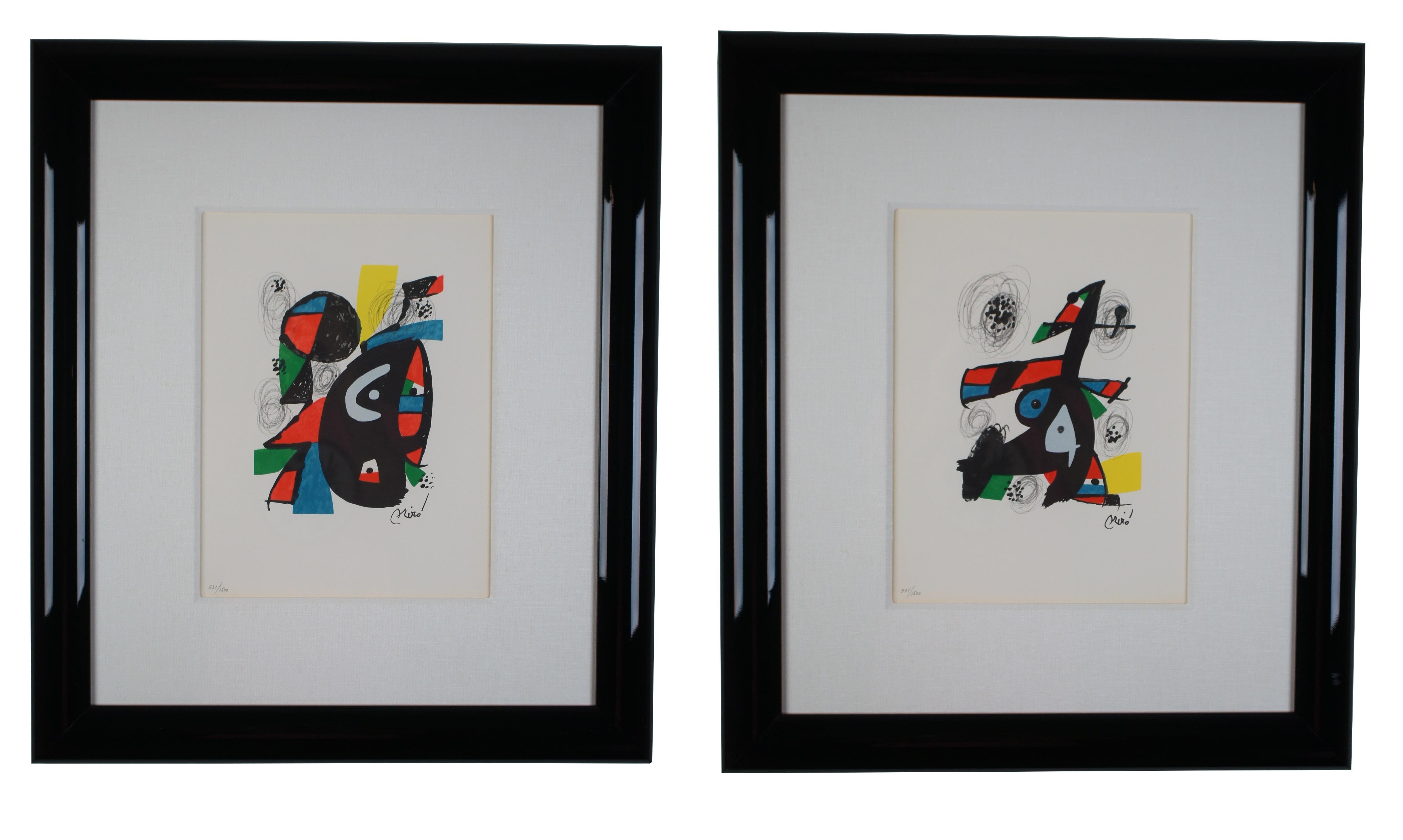 20th Century 14 Joan Miro 1980 La Melodie Acide Suite Original Lithograph Set Framed COA For Sale