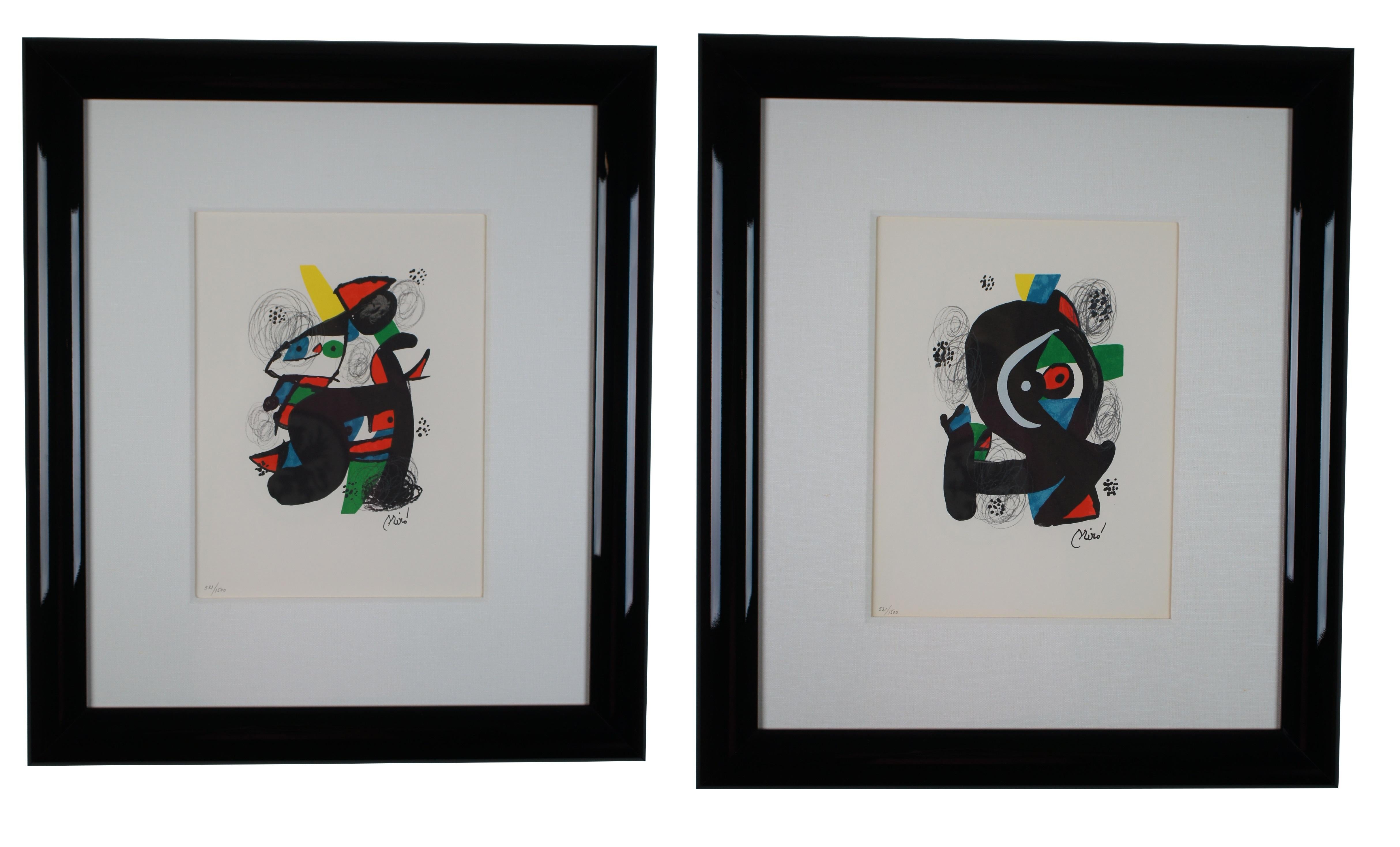 Papier Ensemble de 14 lithographies originales La Melodie Acide encadrées de Joan Miro, 1980 en vente