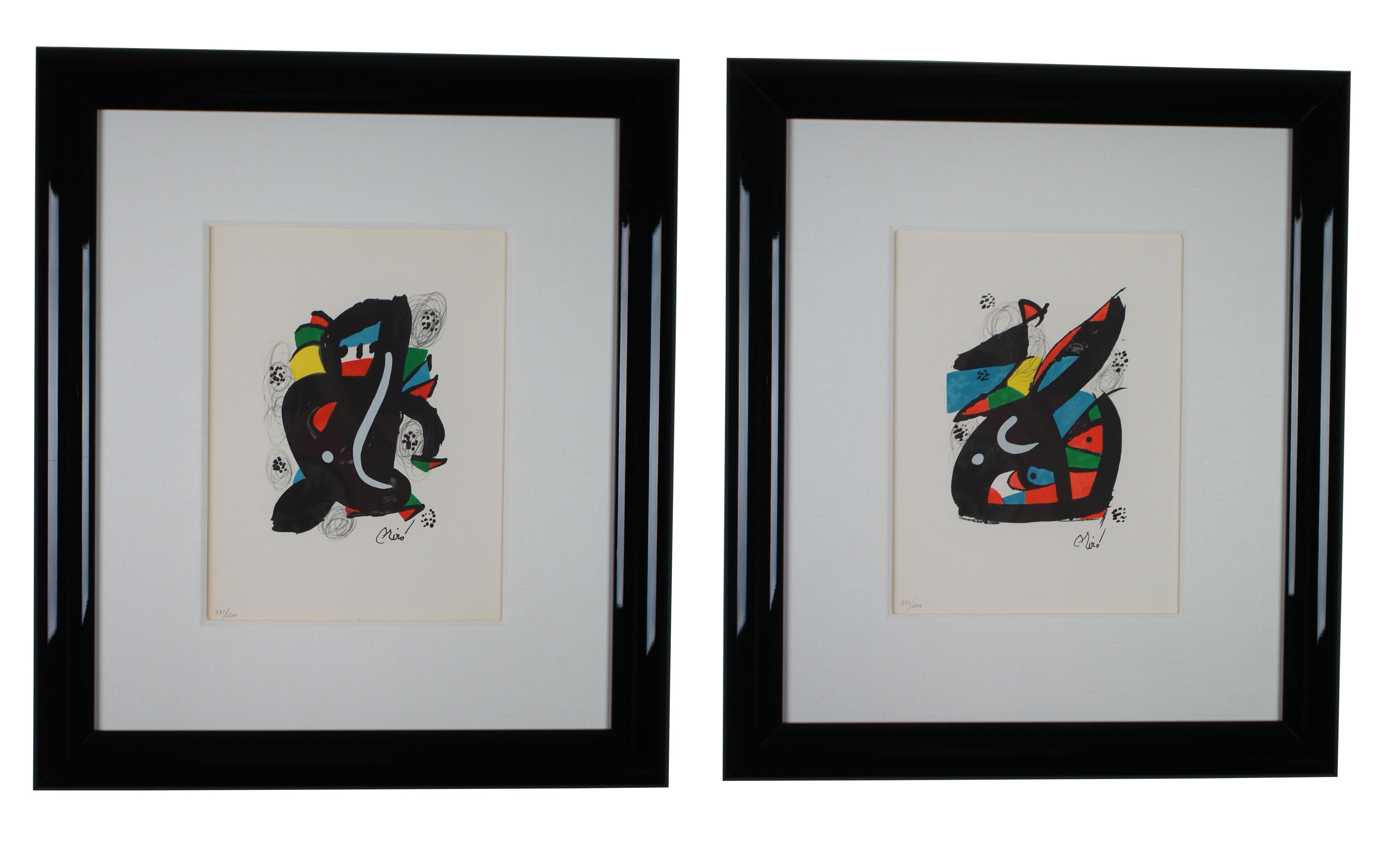 14 Joan Miro 1980 La Melodie Acide Suite Original Lithograph Set Framed COA For Sale 1