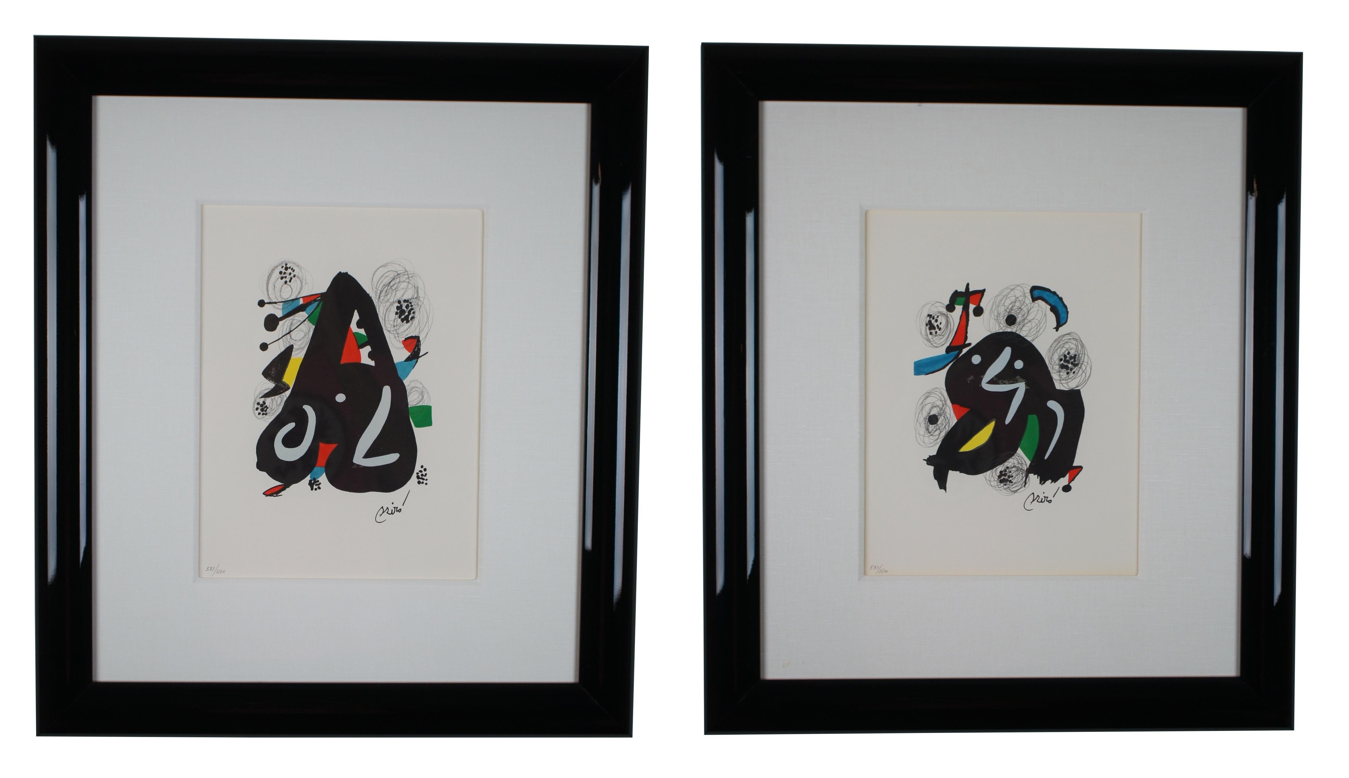Ensemble de 14 lithographies originales La Melodie Acide encadrées de Joan Miro, 1980 en vente 2