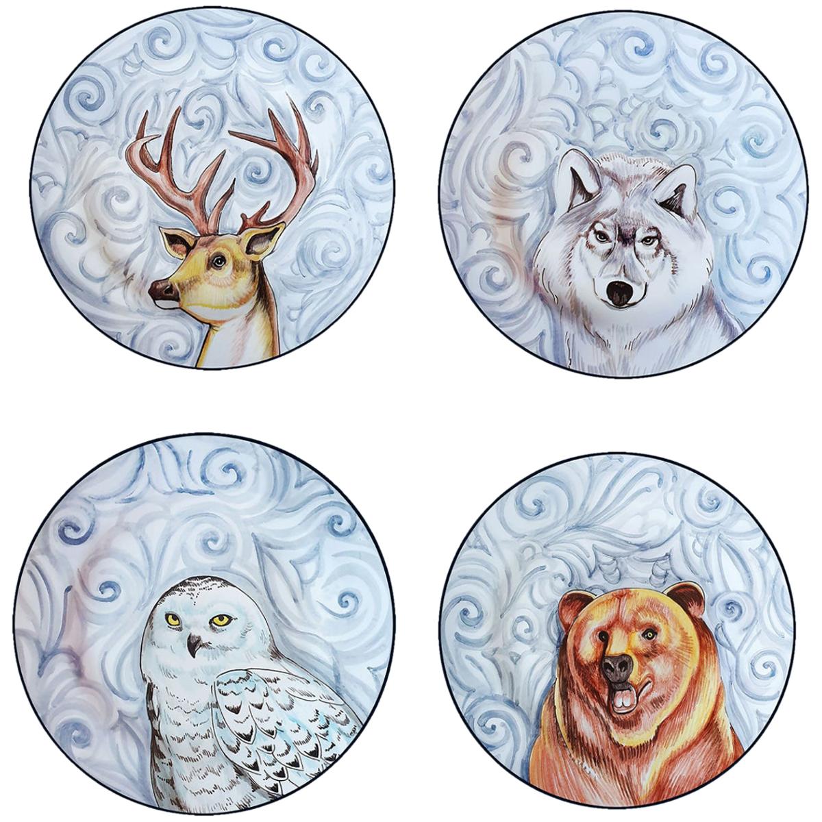 La Menagerie d'Hiver Set of 4 Dinner Plates