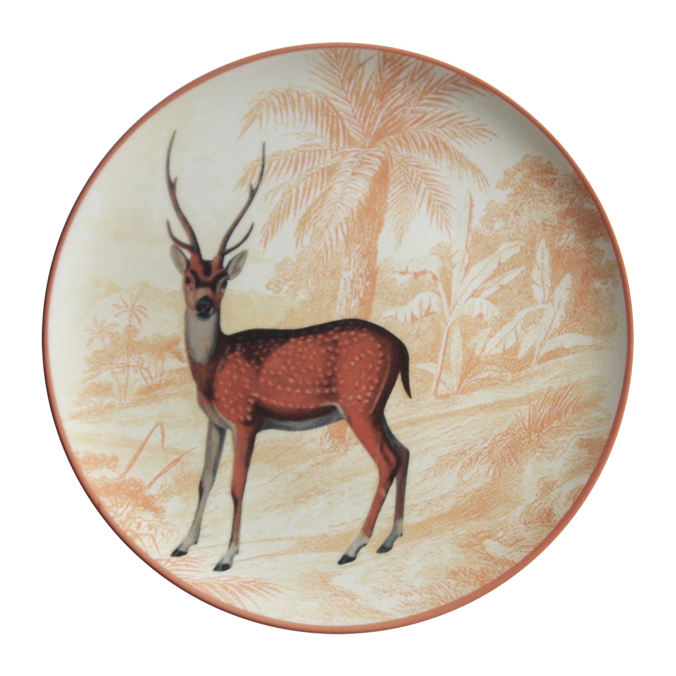 Other La Menagerie Ottomane Antelope Porcelaine Dinner Plate Handmade in Italy For Sale