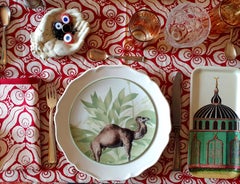 La Menagerie Ottomane Camel Porcelain Dinner Plate, Handmade in Italy