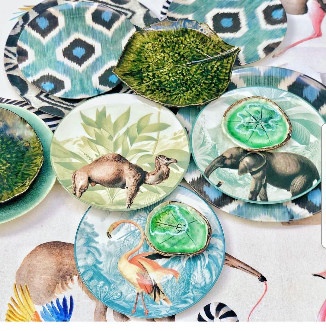 Italian La Menagerie Ottomane Elephant Porcelain Dinner Plate Handmade in Italy For Sale
