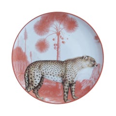 La Menagerie Ottomane Leopard Porcelain Dinner Plate, Handmade in Italy