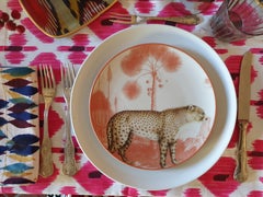 La Menagerie Ottomane Leopard Porcelain Dinner Plate, Handmade in Italy