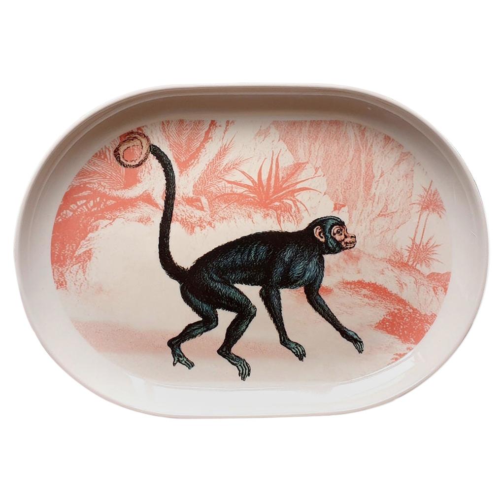 La Menagerie Ottomane Monkey Porcelain Tray Made in Italy For Sale