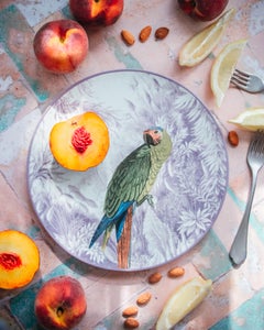 La Menagerie Ottomane Parrot Porcelain Dinner Plate, Handmade in Italy