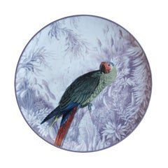 La Menagerie Ottomane Parrot Porcelain Dinner Plate, Handmade in Italy
