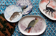 La Menagerie Ottomane Parrot Porcelain Tray Made in Italy
