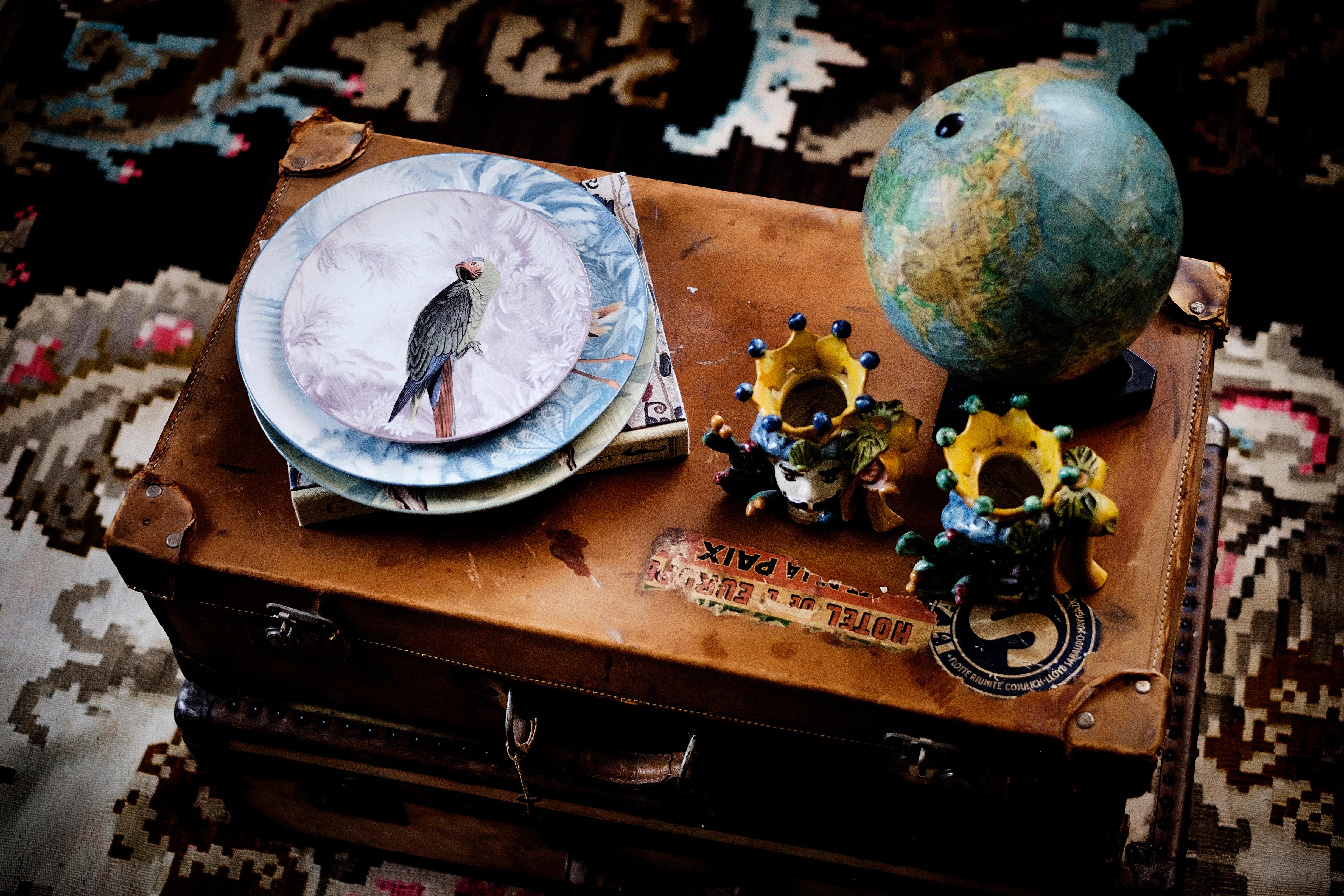 Appliqué La Menagerie Ottomane Parrot Porcelain Dinner Plate, Handmade in Italy For Sale
