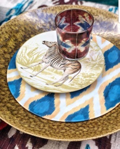 Assiette de table La Menagerie Ottomane Zebra en porcelaine, fabriquée à la main en Italie