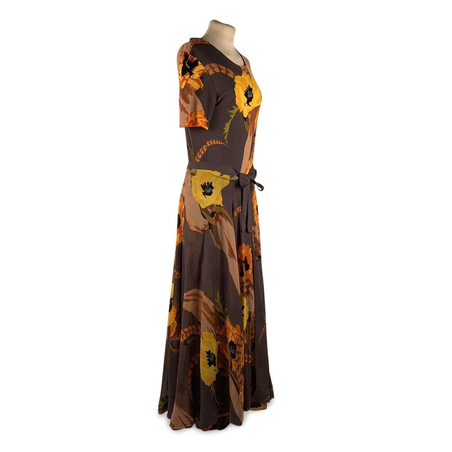 Black La Mendola Floral Silk Jersey Maxi Evening Dress with Overskirt For Sale