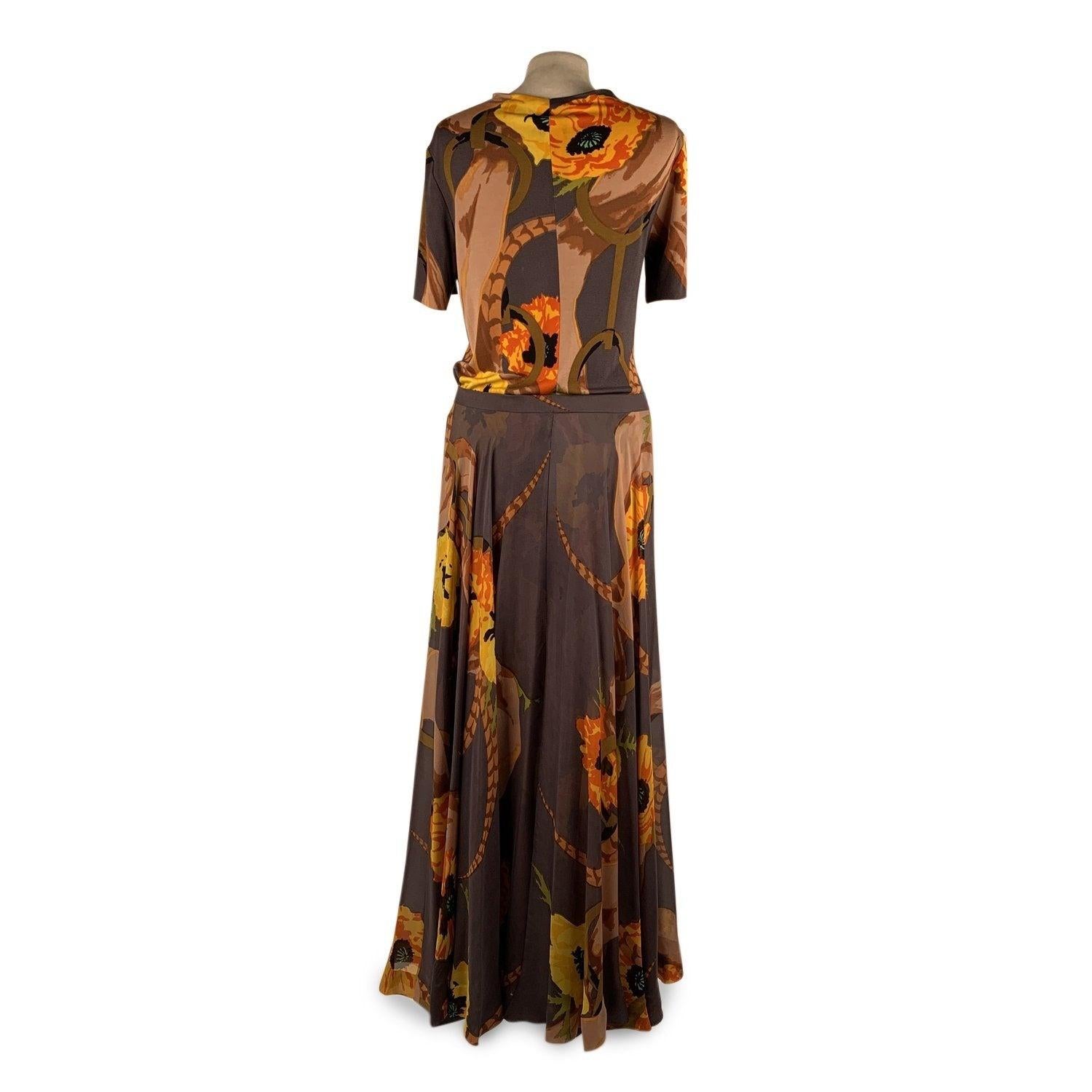 Women's La Mendola Floral Silk Jersey Maxi Evening Dress with Overskirt For Sale