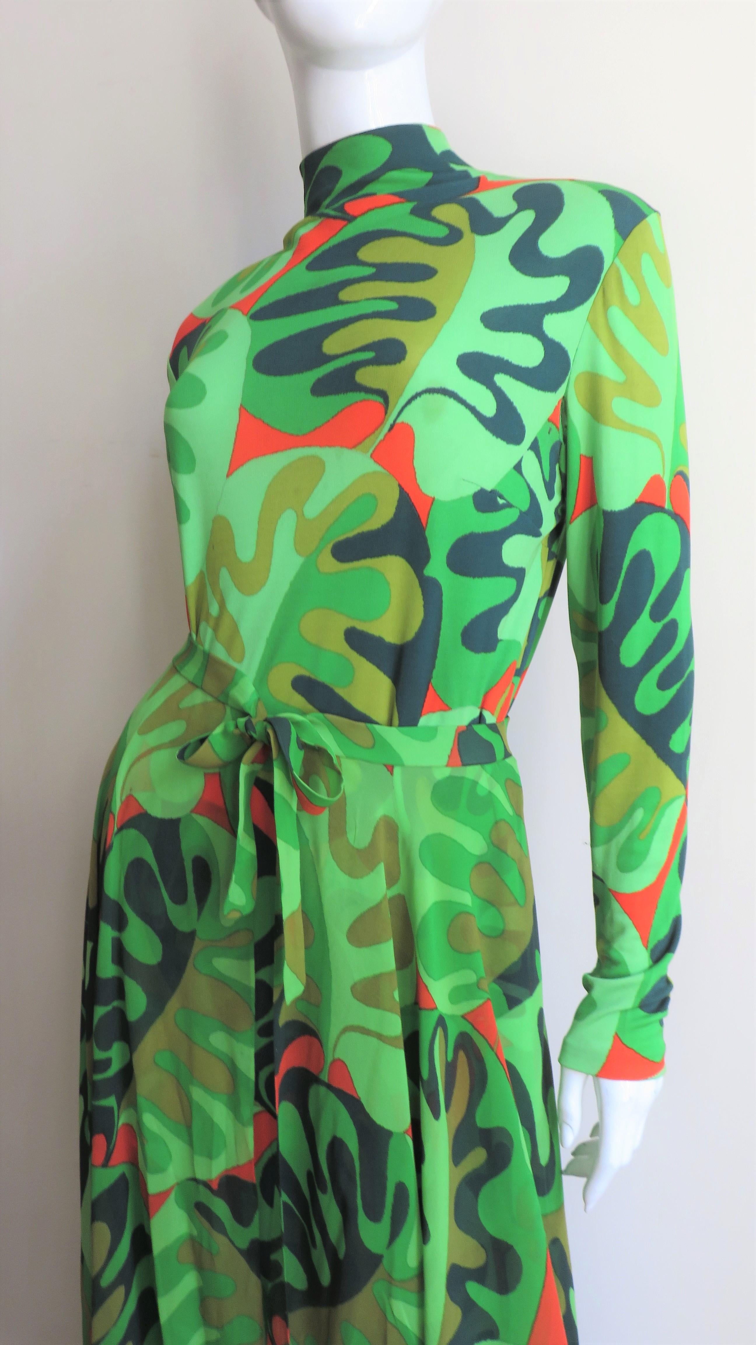 La Mendola Silk Maxi Dress and Matching Overskirt 1970s 3