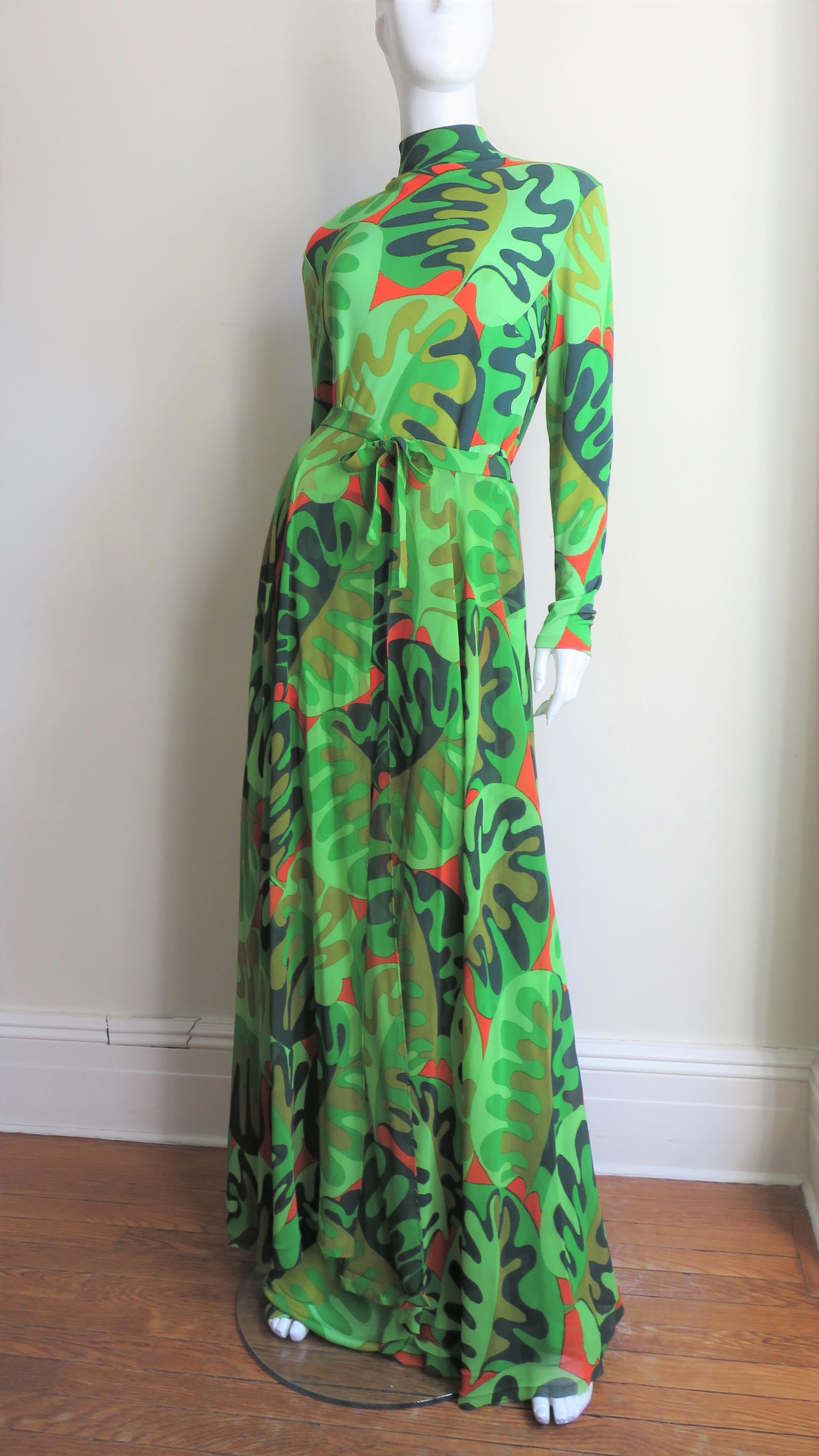 La Mendola Silk Maxi Dress and Matching Overskirt 1970s 5