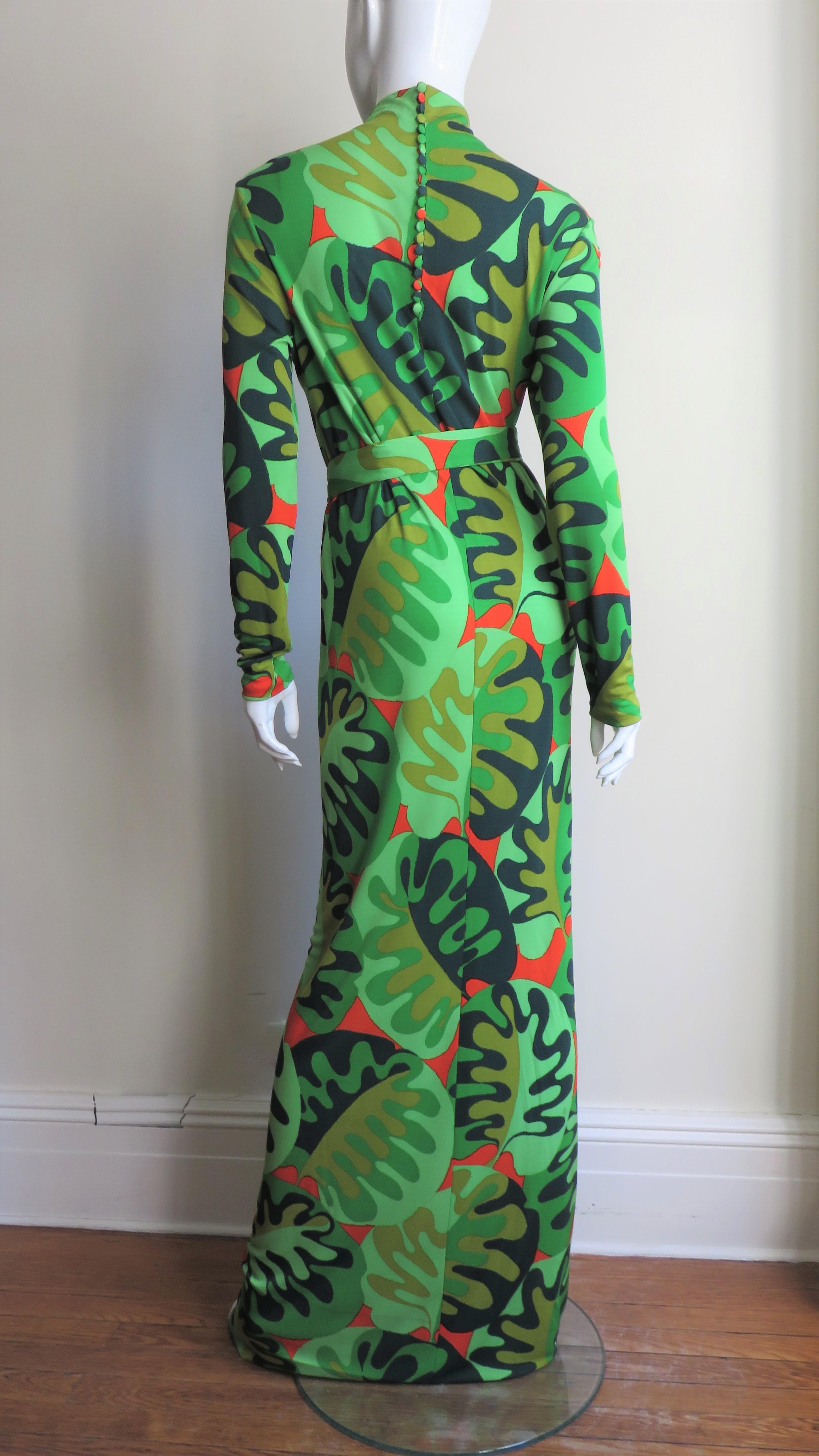 La Mendola Silk Maxi Dress and Matching Overskirt 1970s 8