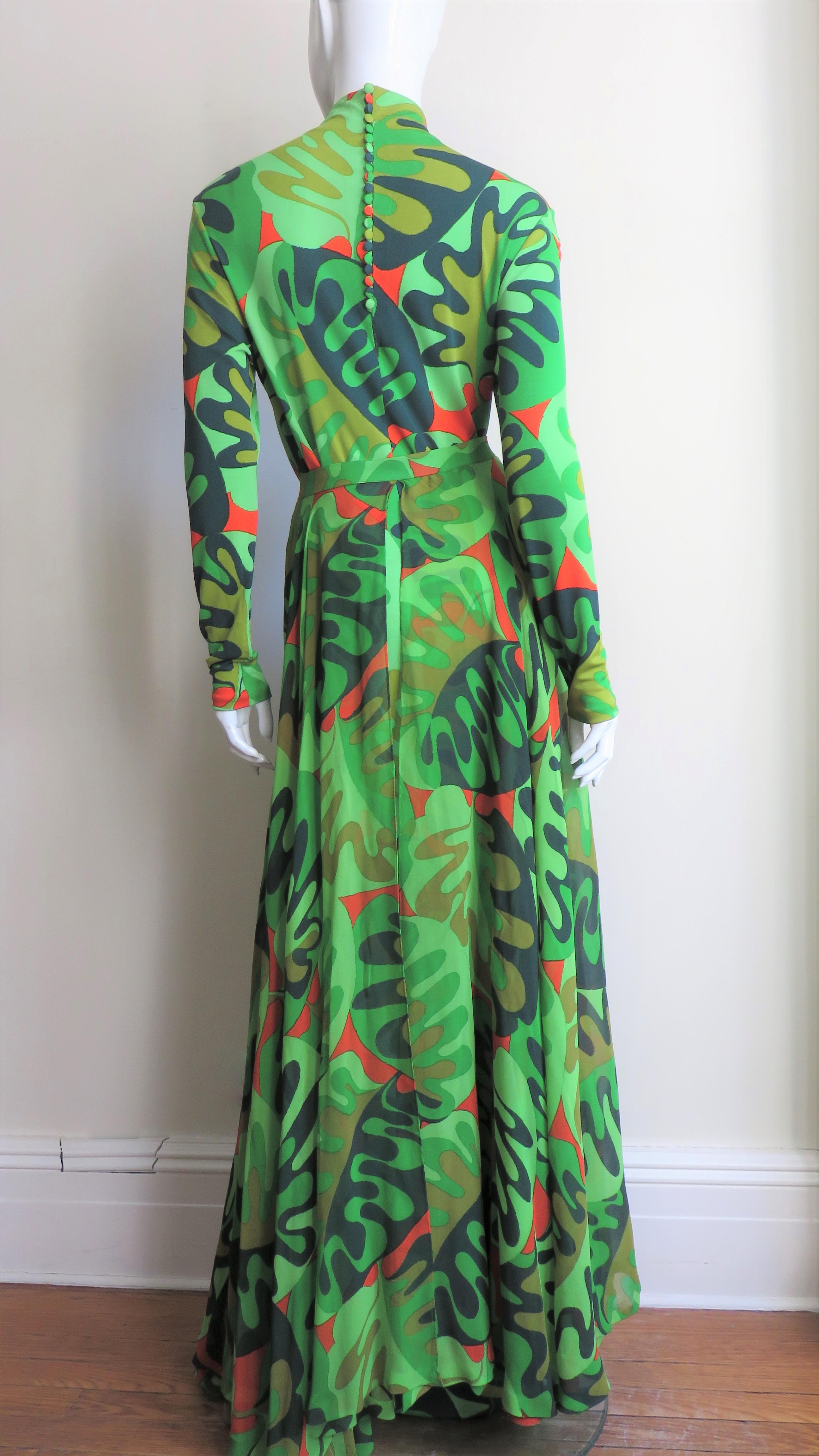 La Mendola Silk Maxi Dress and Matching Overskirt 1970s 11