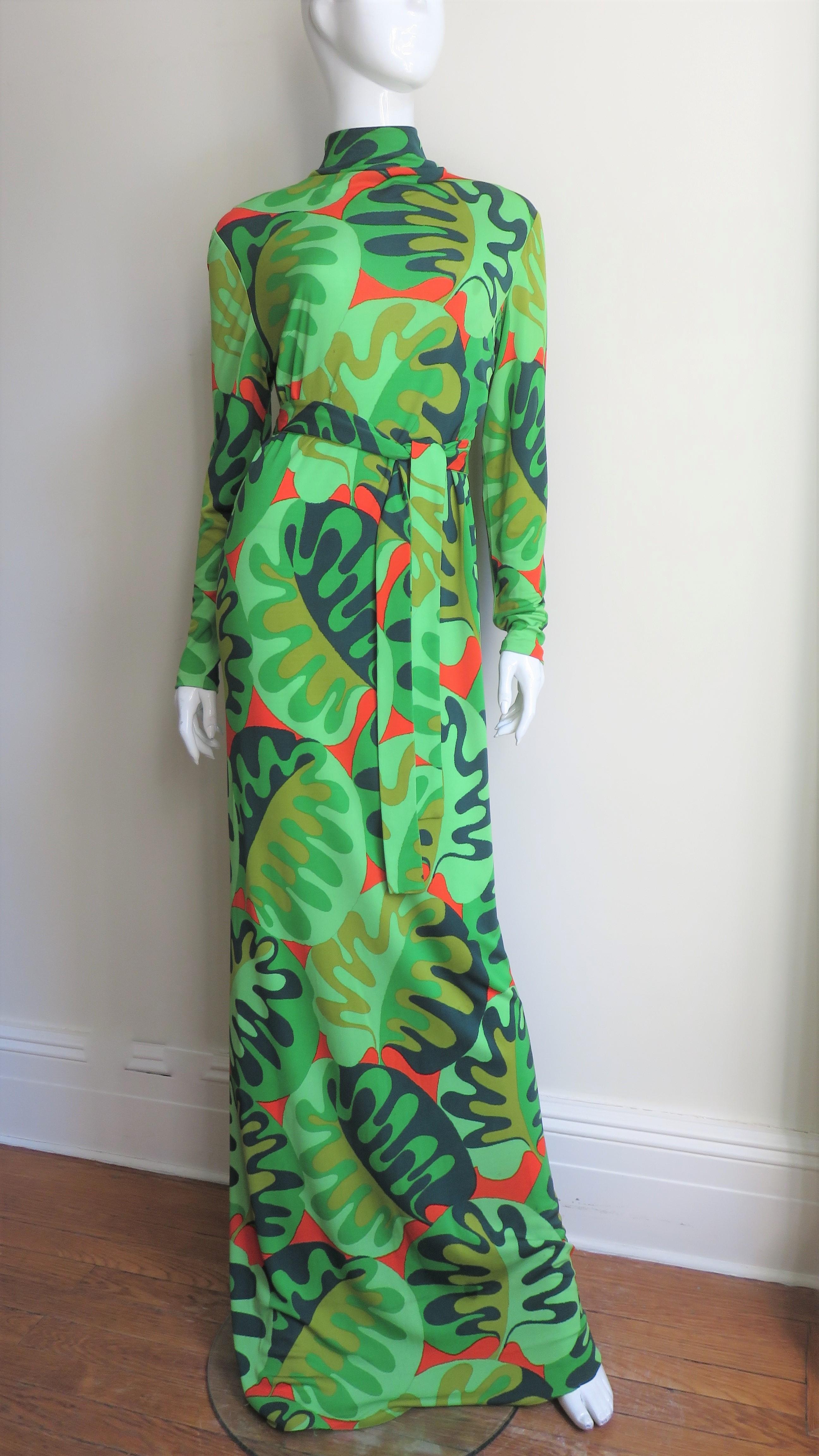 La Mendola Silk Maxi Dress and Matching Overskirt 1970s 1