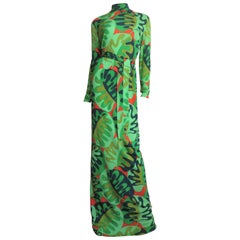 Vintage La Mendola Silk Maxi Dress and Matching Overskirt 1970s