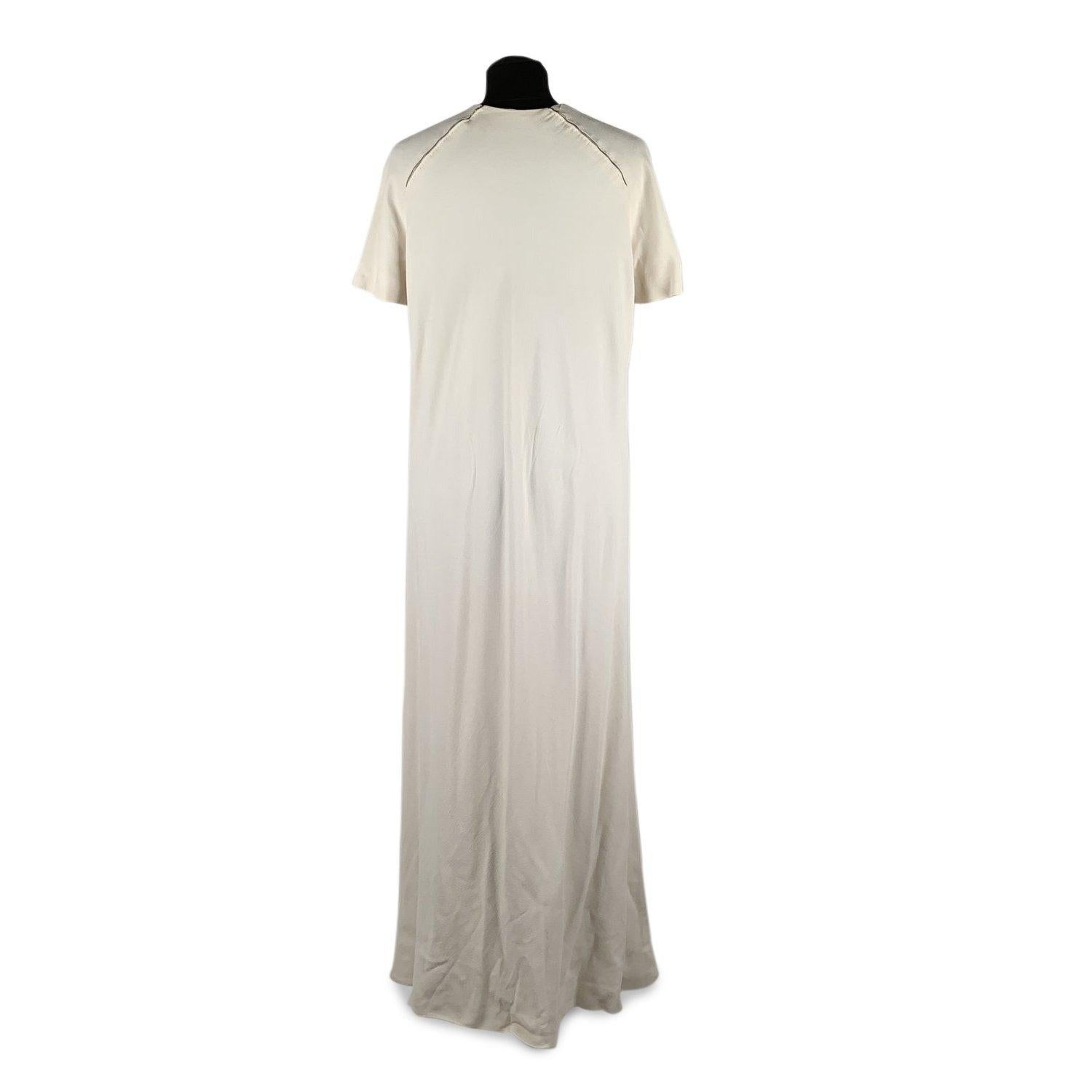 La Mendola Vintage White Long Kaftan Evening Dress Size 46 In Good Condition For Sale In Rome, Rome