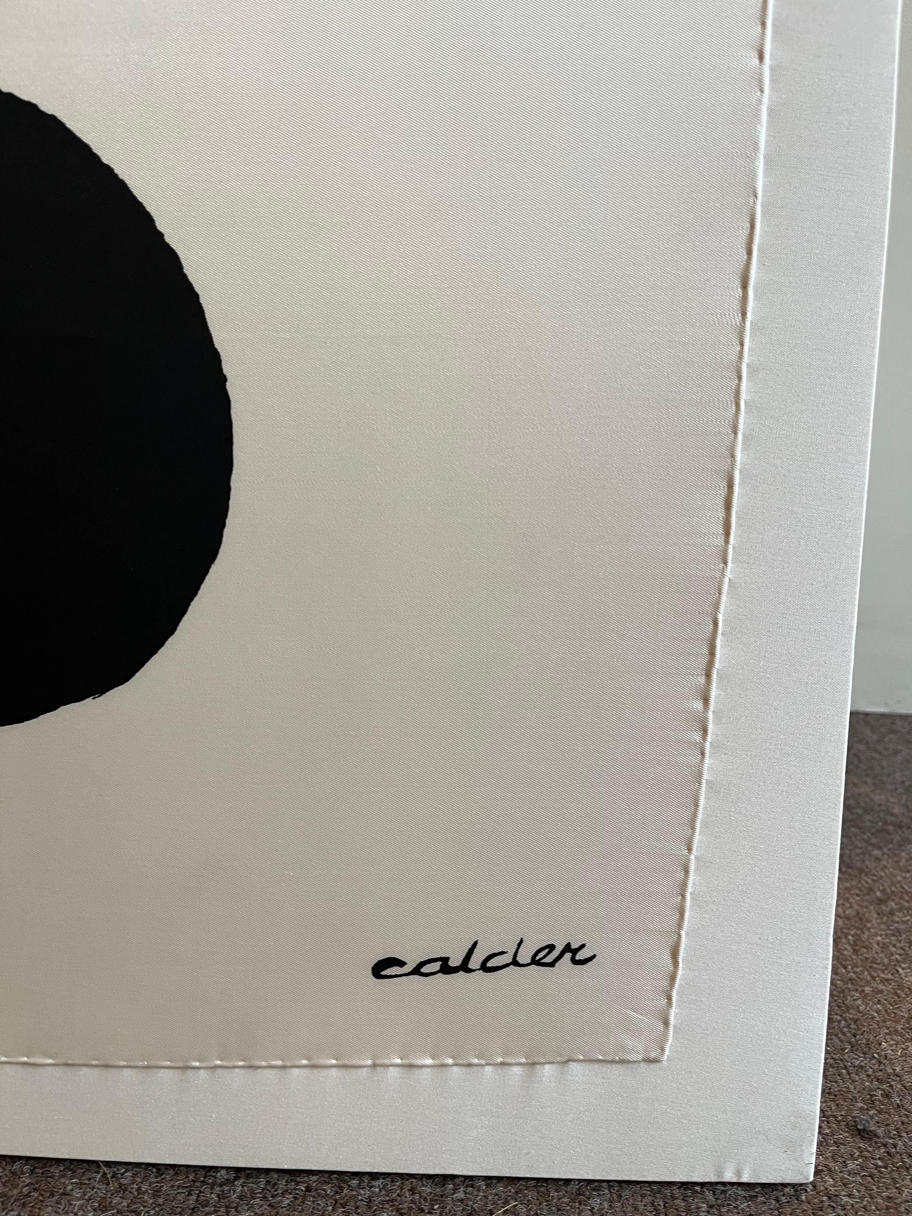ALEXANDER CALDER
1898-1976
La Mer, 1947
Artist's signature lower right
Ascher's signature lower left
Screenprint on silk
95.5 x 92.5 cm
DESCRIPTION/COMMENTARY
Fabric designer Zika Ascher's relationship with Calder began in 1946, when he wrote to him