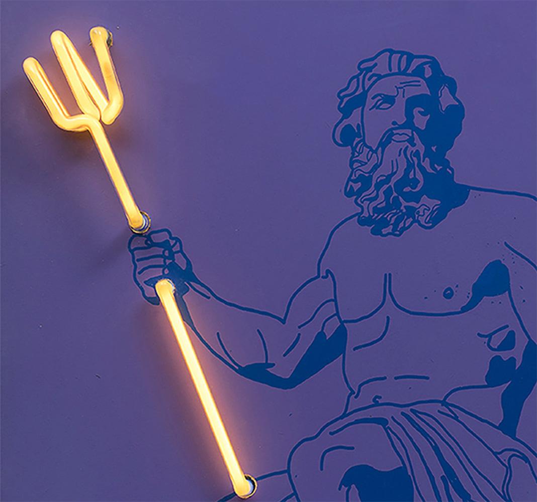 Hand-Crafted La Mer Poseidon. Neon Light Box Wall Sculpture. From the series Neon Classics For Sale