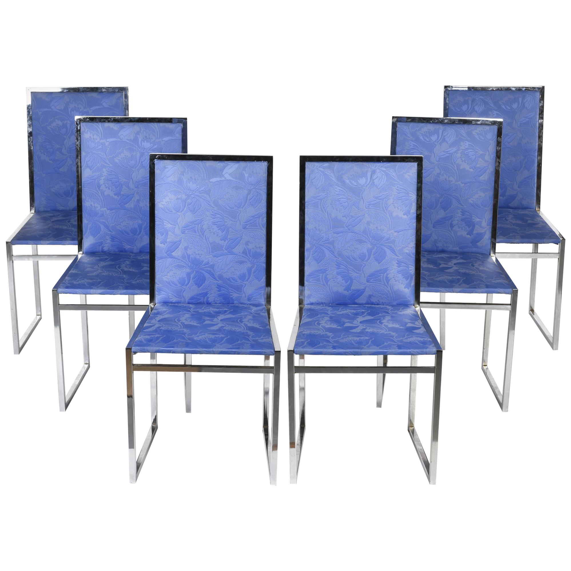 La Metal Arredo Paderno Milano Set of Six High Back Dining, 1970 For Sale