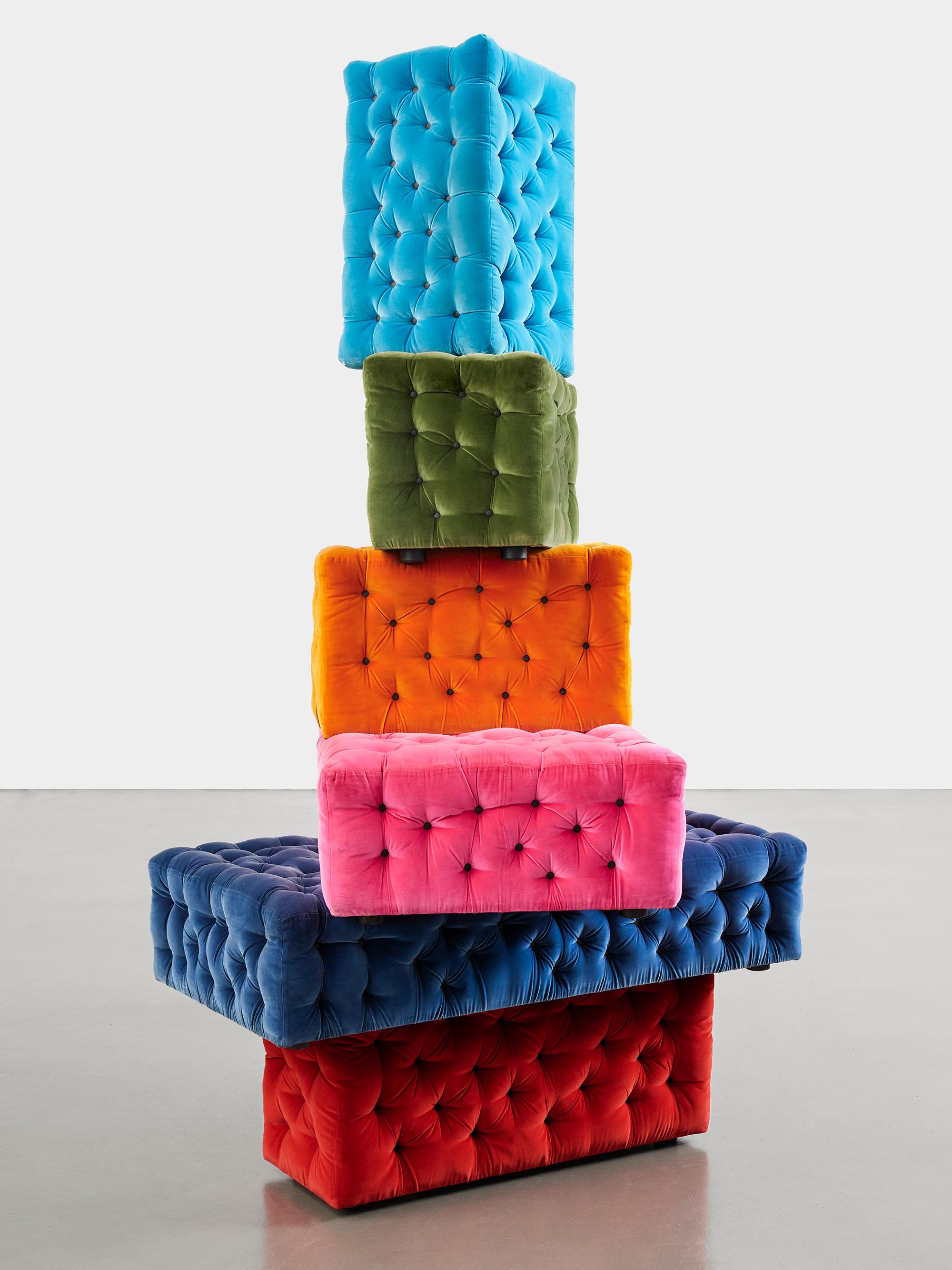 Sofá con reposabrazos de terciopelo La Michetta Arm 73 en almizcle by Gaetano Pesce en venta 7
