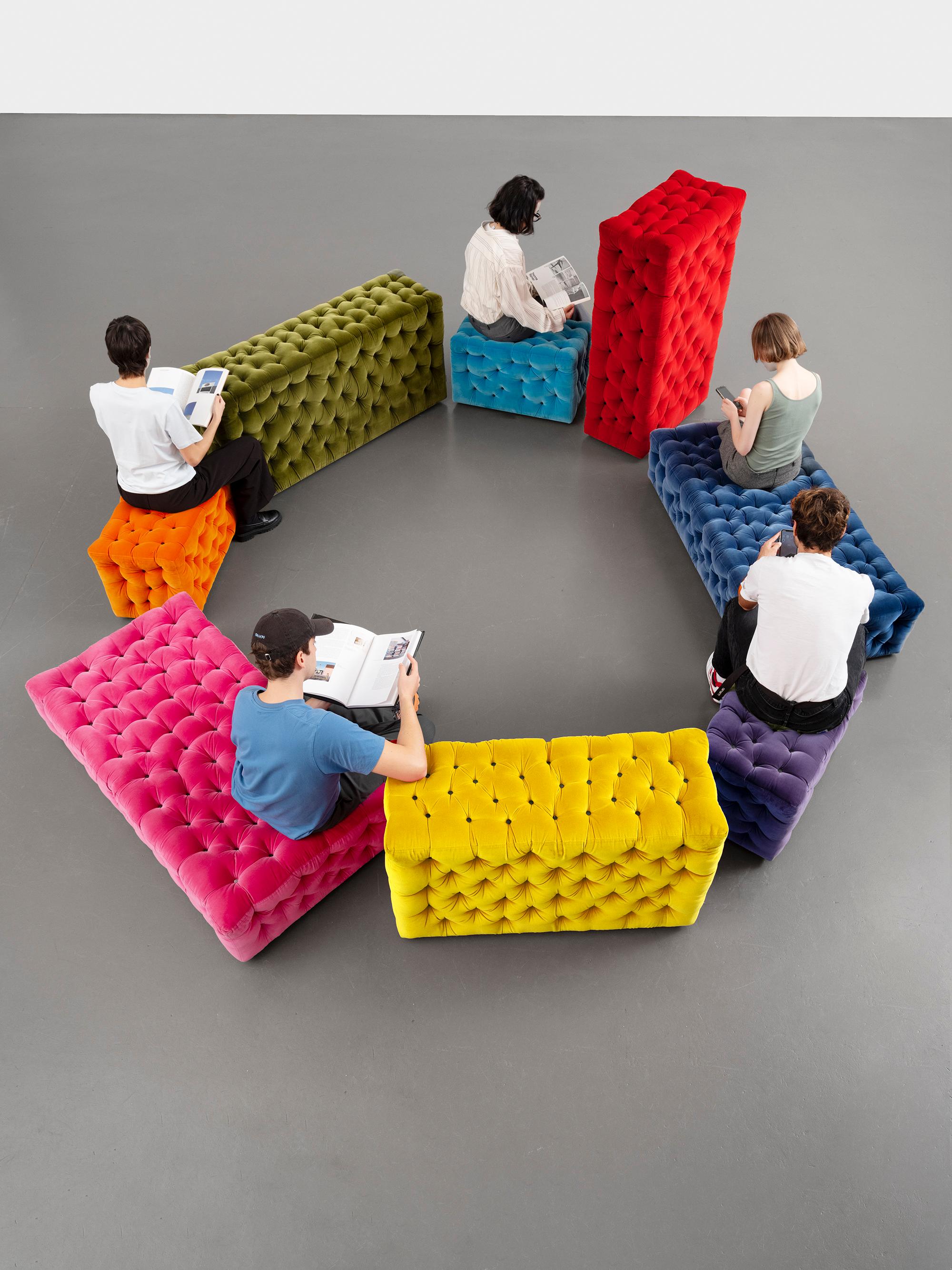 La Michetta Rückenlehne 144 Samt-Sofa in Musk von Gaetano Pesce im Angebot 6