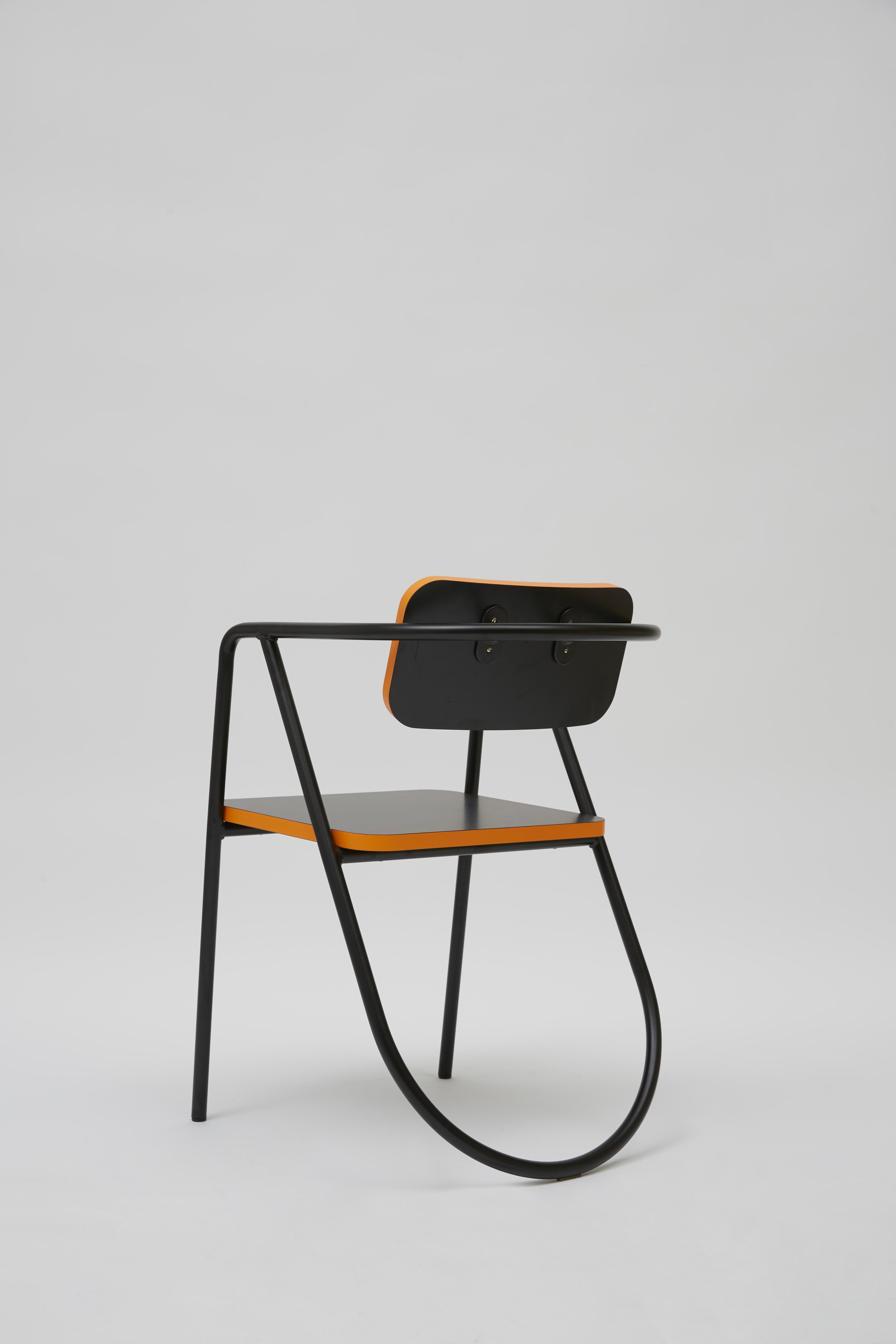 Laminated La Misciù Chair, Black & Orange For Sale