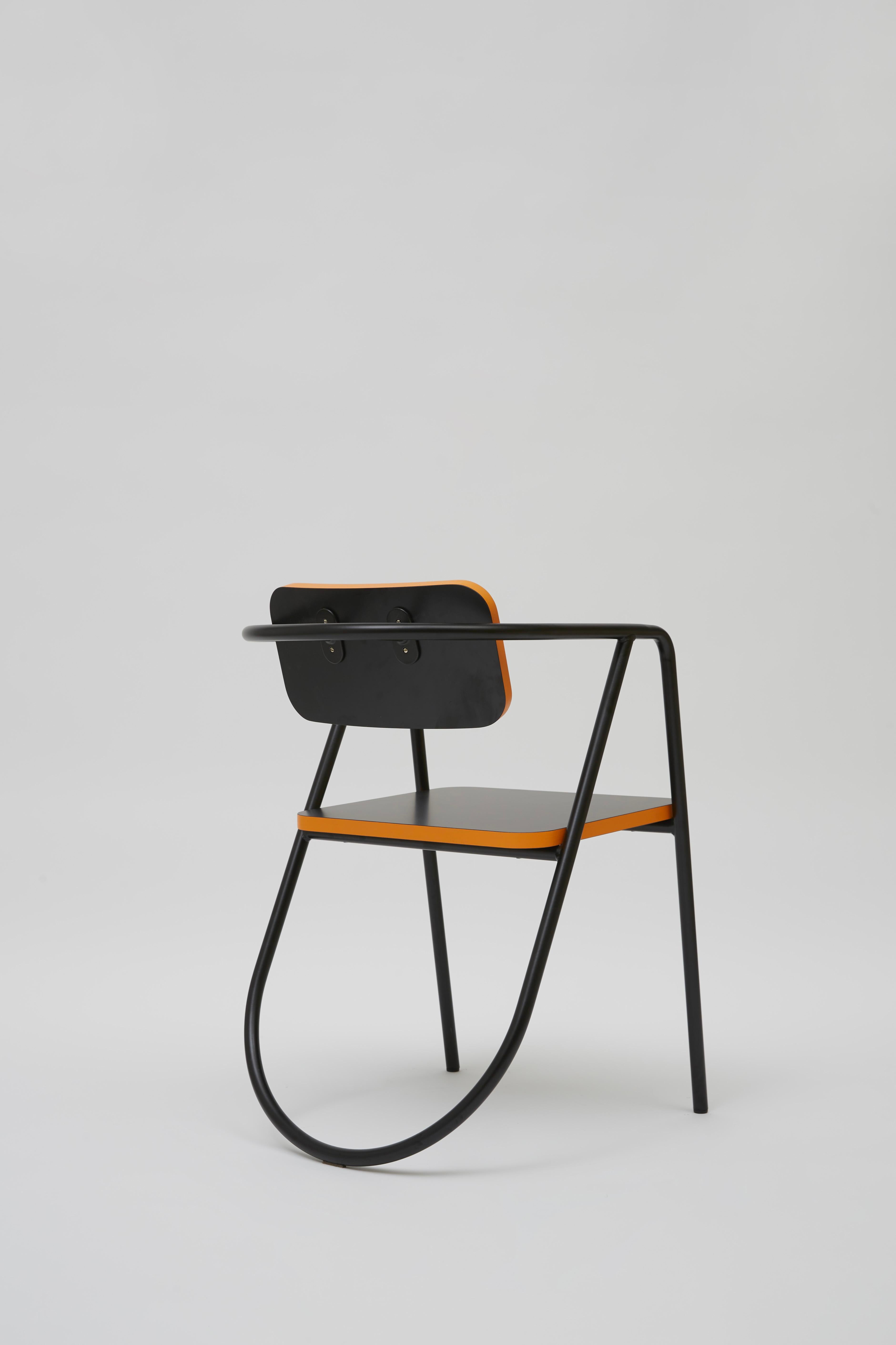Contemporary La Misciù Chair, Black & Orange For Sale