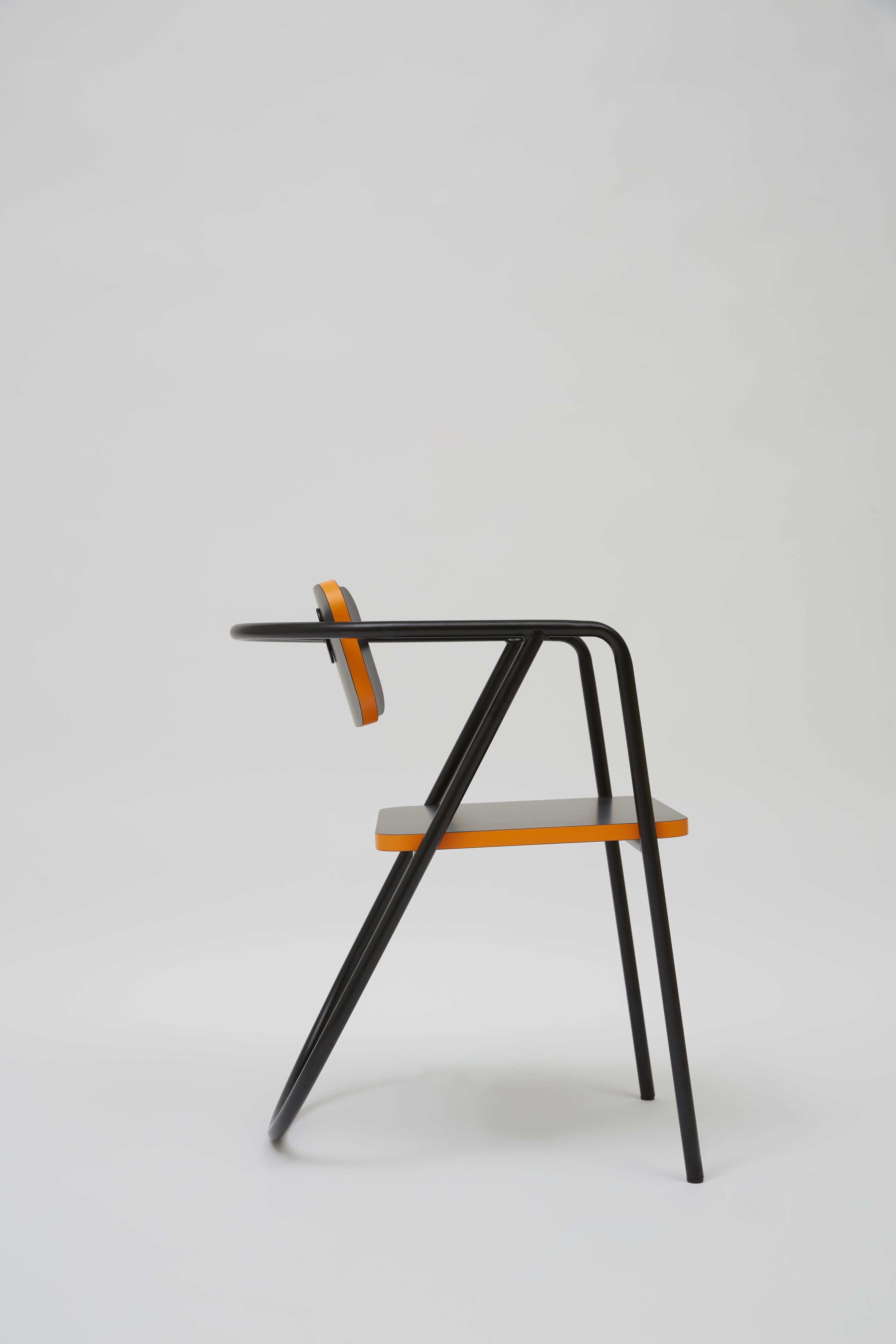 Steel La Misciù Chair, Black & Orange For Sale