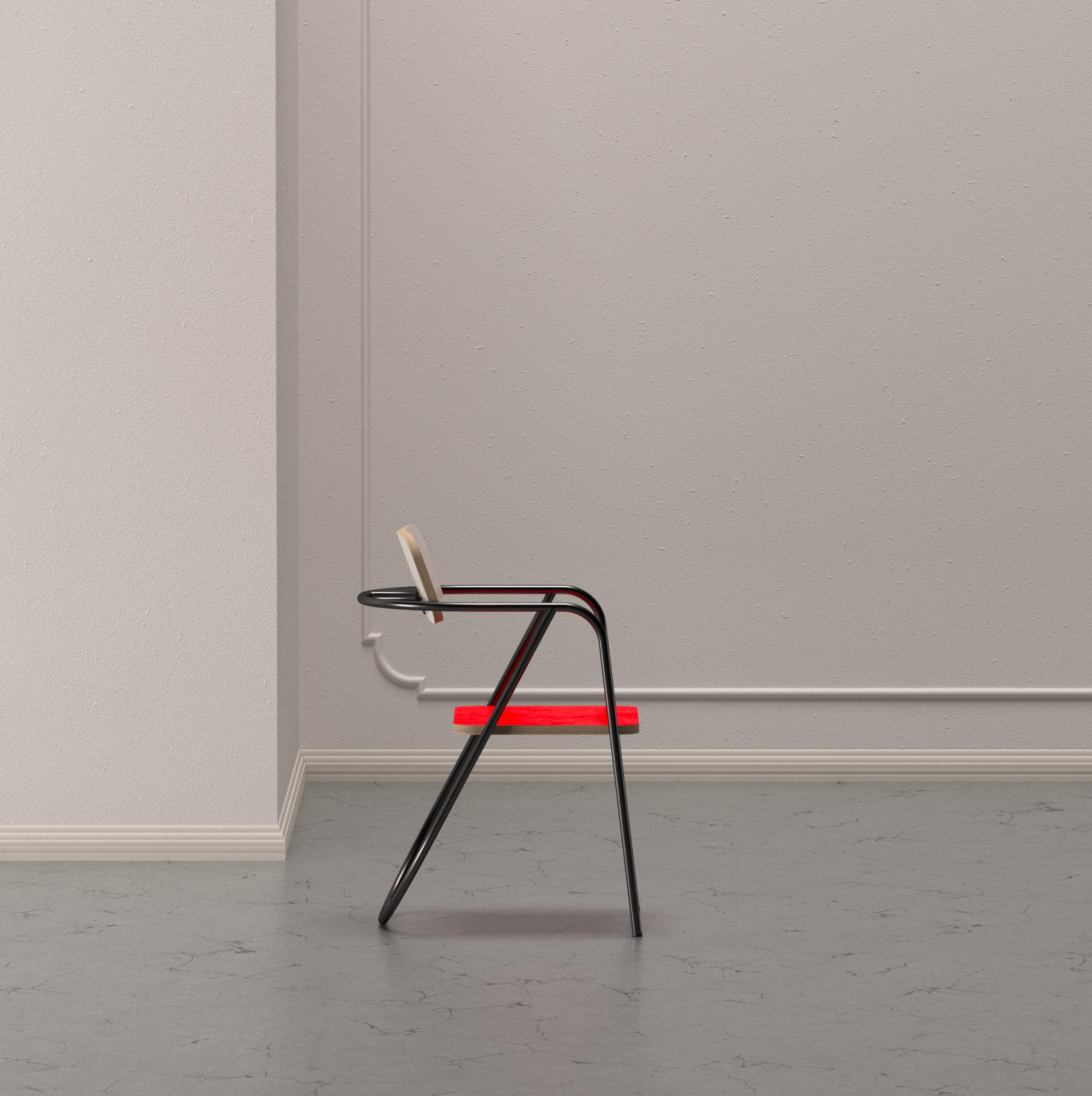 Other La Misciù Chair, Black, Red and Light Wood For Sale