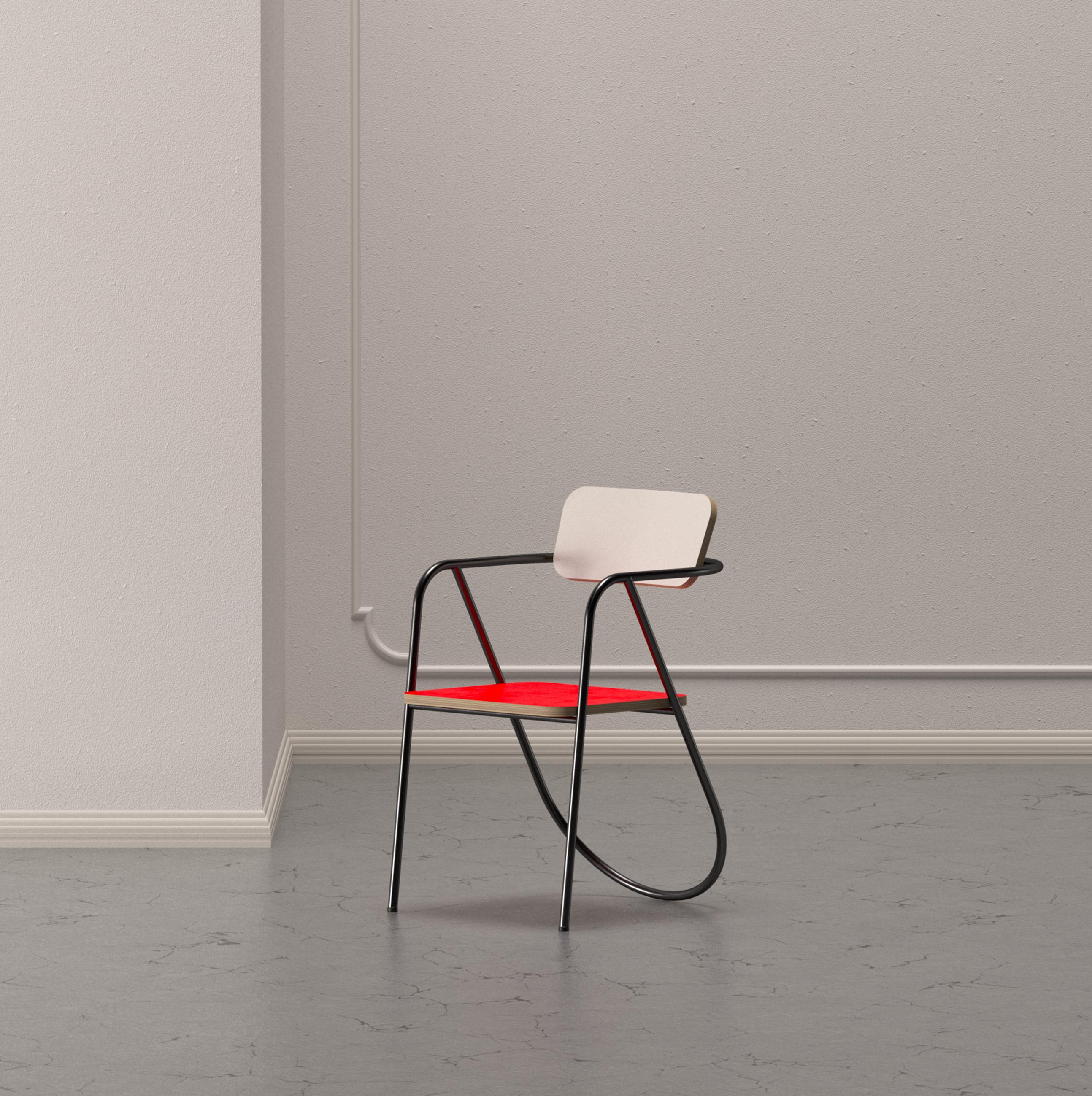 Italian La Misciù Chair, Black, Red and Light Wood For Sale