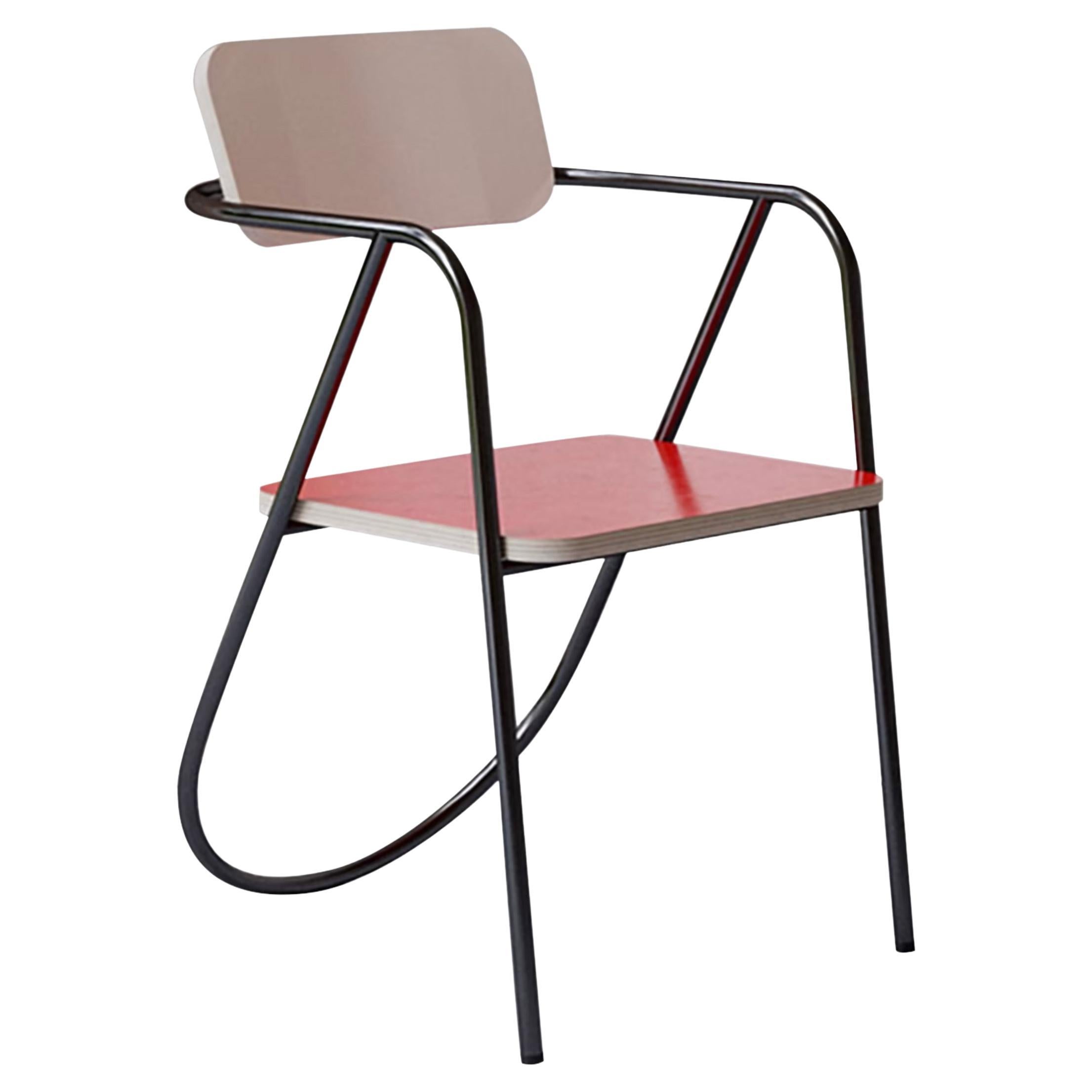 La Misciù Chair, Black, Red and Light Wood For Sale
