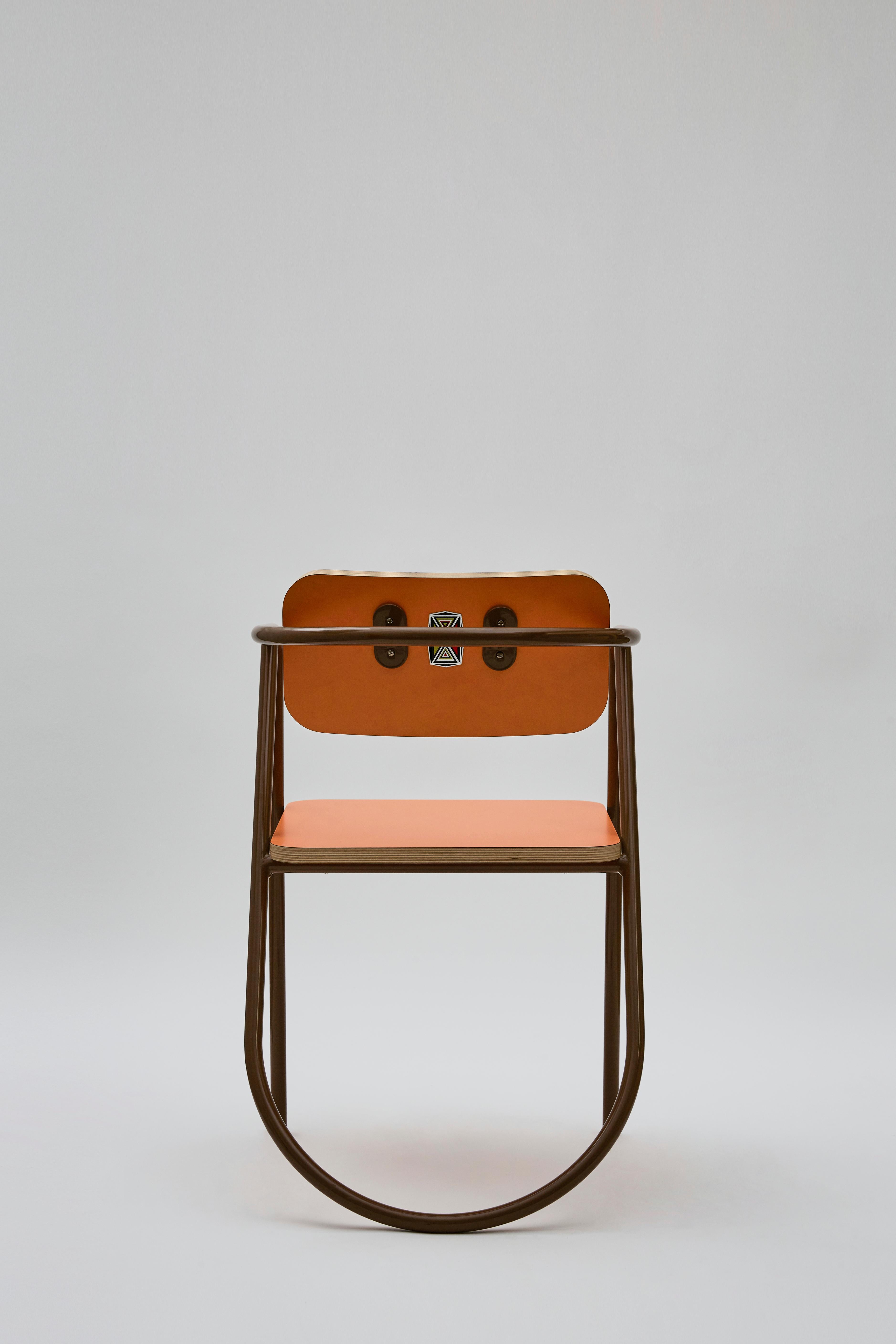 Italian La Misciù Chair, Brown and Orange For Sale