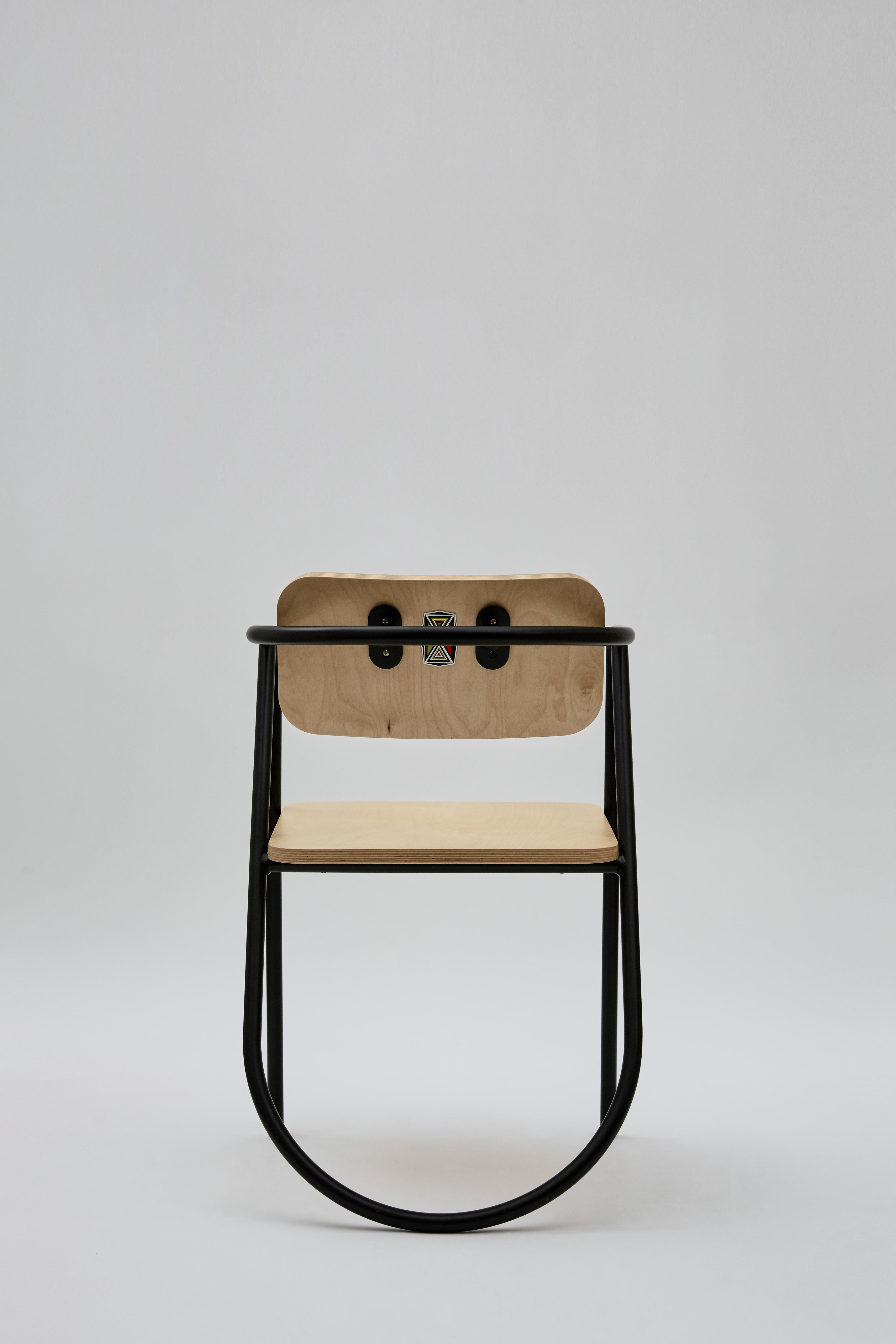 Italian La Misciù Chair, Light Wooden & Black For Sale