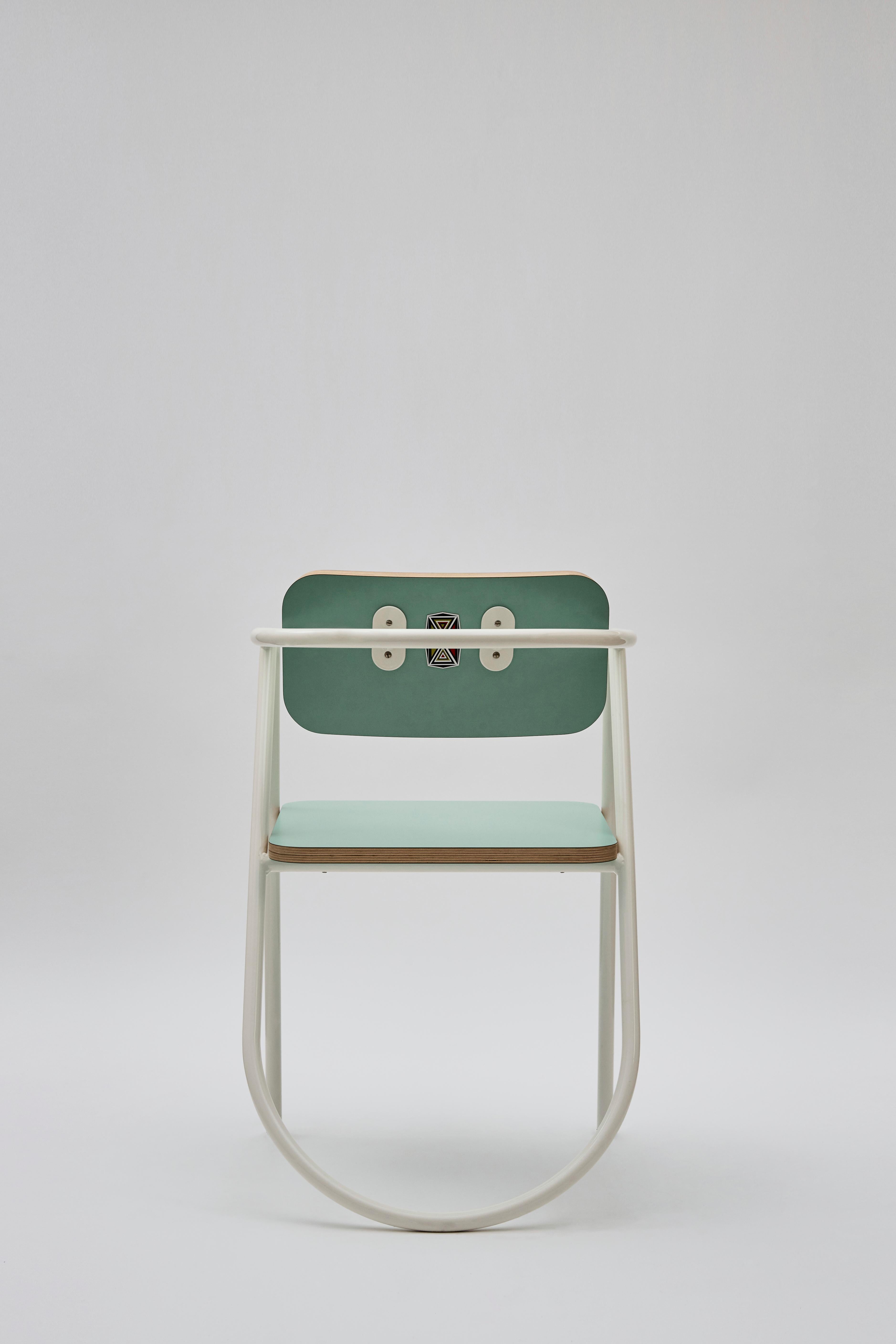 Italian La Misciù Chair, Teal & Ivory For Sale